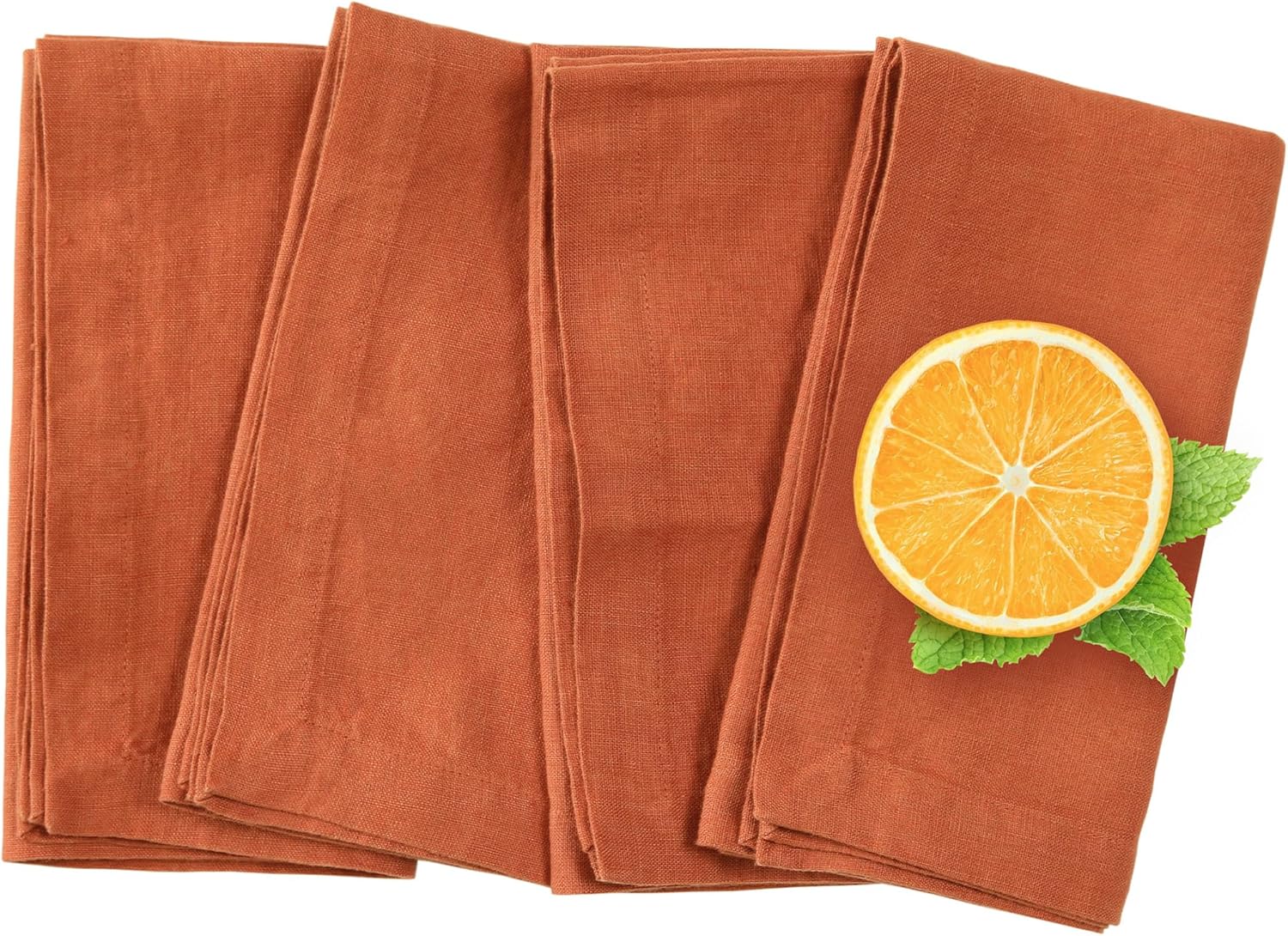 Linen Dinner Napkins 20 x 20 Inch - 100% Pure French Linen Cloth Napkins Stone Washed Eco-Friendly & Soft - Set of 4 (Caramel, 20 x 20 Inch)