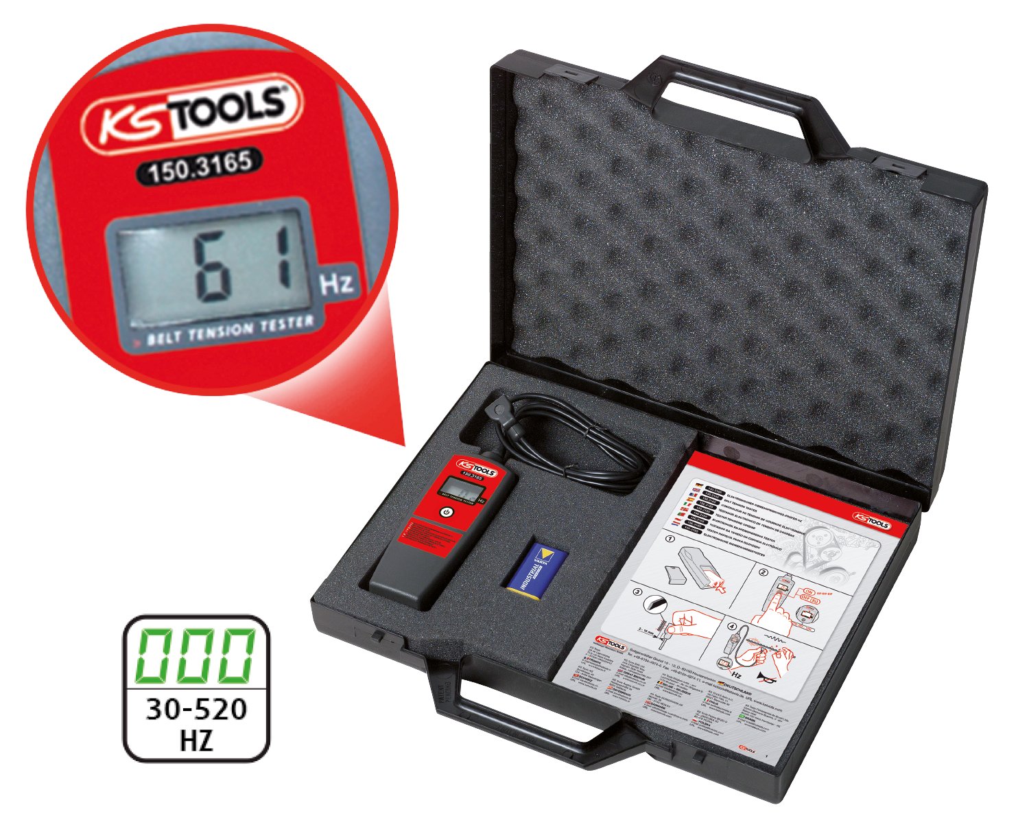 KS Tools 150.3165 Elektroniczny miernik napięcia pasków