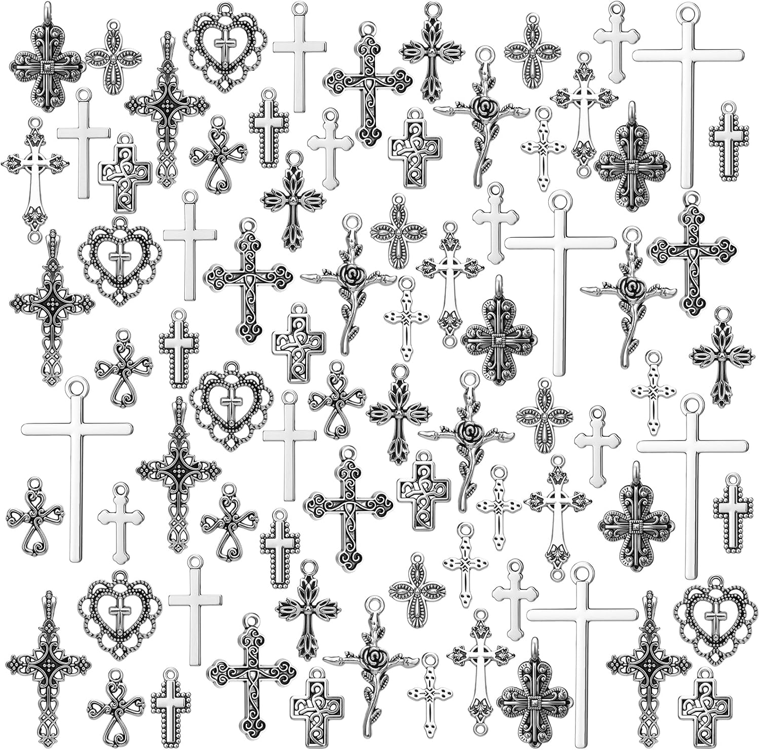 Hicarer 80 Pieces Antique Silver Pendants Charms Pendants Gothic Jewelry Making Accessory for DIY Necklace Bracelet