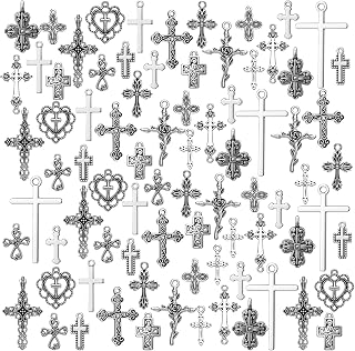 Hicarer 80 Pieces Antique Silver Pendants Charms Pendants Halloween Jewelry Making Accessory for DIY Necklace Bracelet