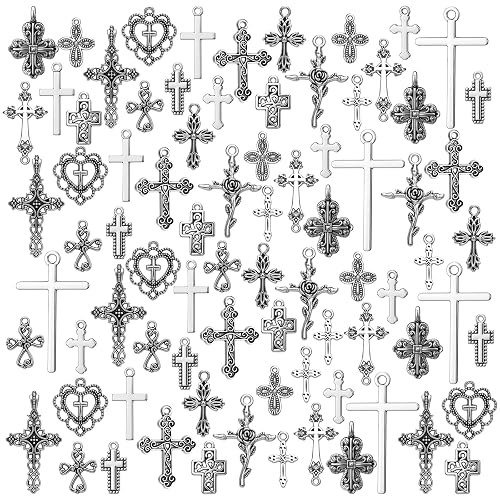 Hicarer 80 Pieces Antique Silver Pendants Charms Pendants Halloween Jewelry Making Accessory for DIY Necklace Bracelet
