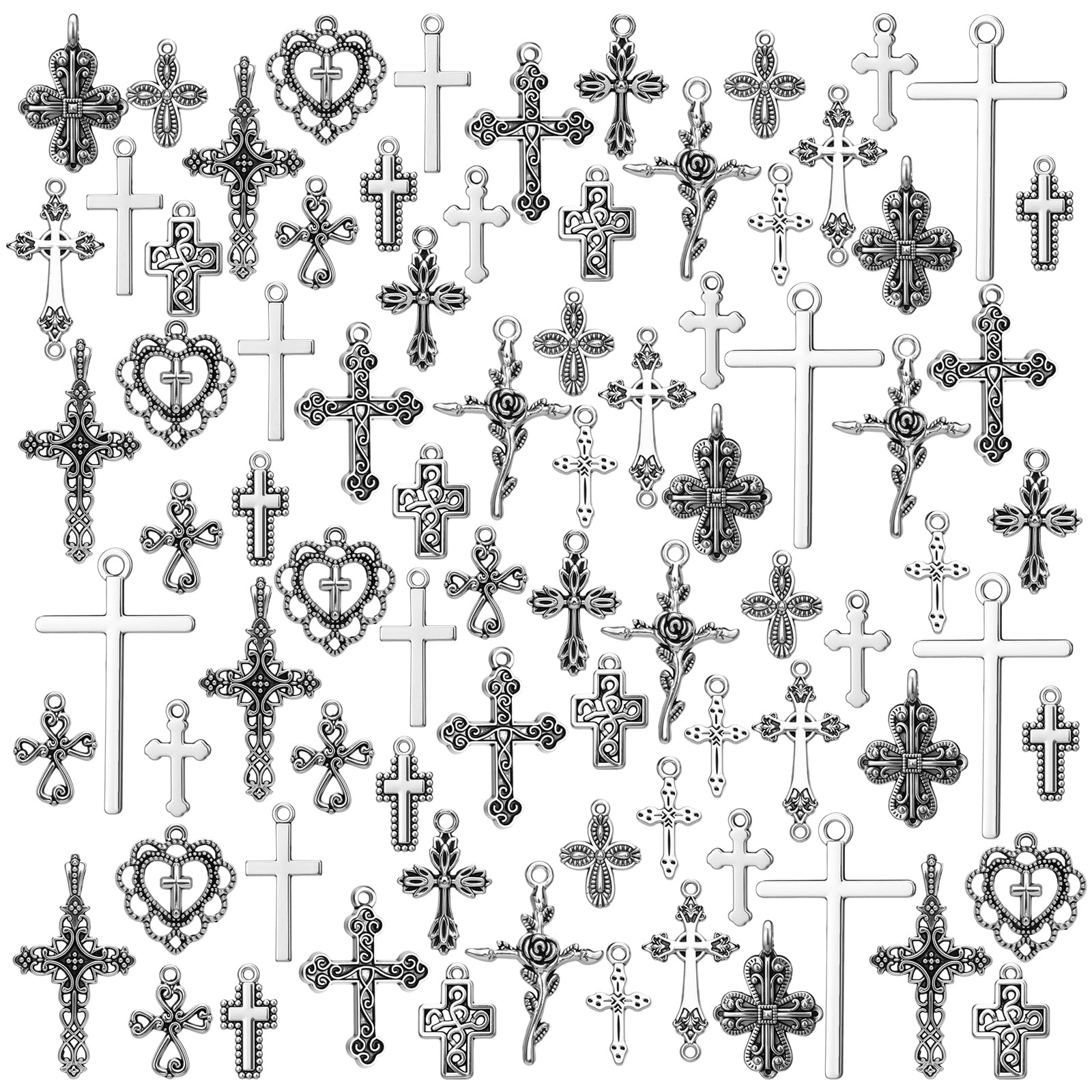 Hicarer 80 Pieces Antique Silver Pendants Charms Pendants Halloween Jewelry Making Accessory for DIY Necklace Bracelet