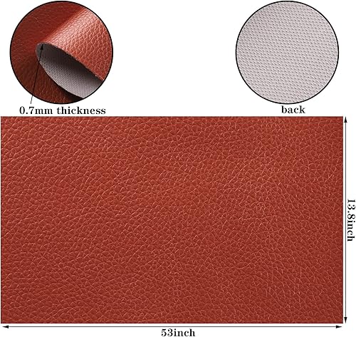 Miniatura 46 de Picheng Hojas de piel sintética de color sólido con textura de lichi, 13.8 x 53 pulgadas, rollo de piel sintética suave muy adecuado para hacer