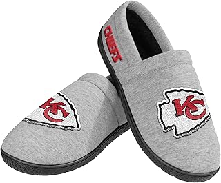 FOCO NFL Men's Officially Licensed Embroidered Primary Logo Gray Team Color Football Sherpa Moccasins Slippers