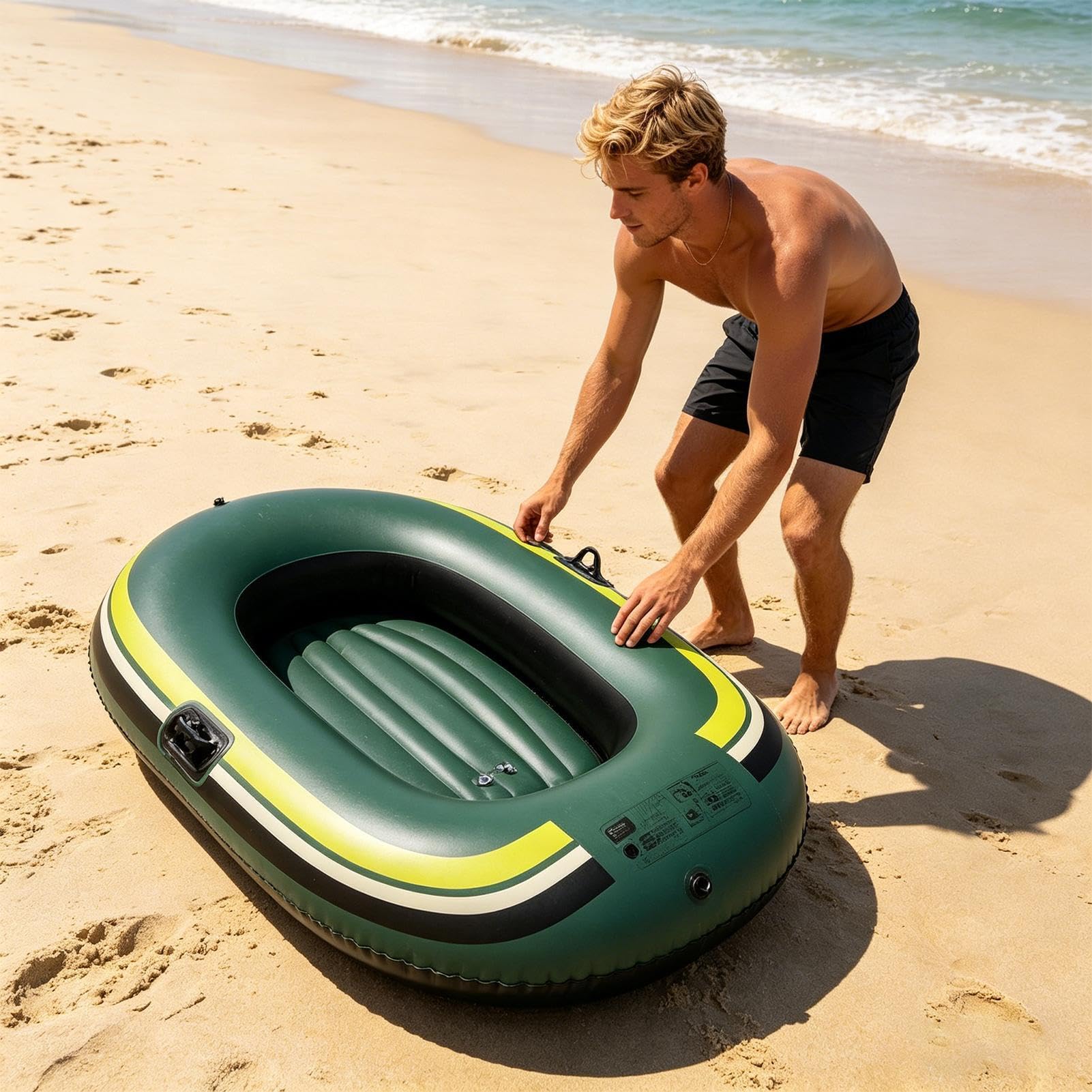 Łódź Wędkarska Dmuchana 1-Osobowa Pogrubiona Antypoślizgowa | Łódka Wędkarska Nadmuchiwany Ponton na Jezioro Rzekę Staw Plażę Sporty Wodne na Zewnątrz Pływanie Kajakarstwo