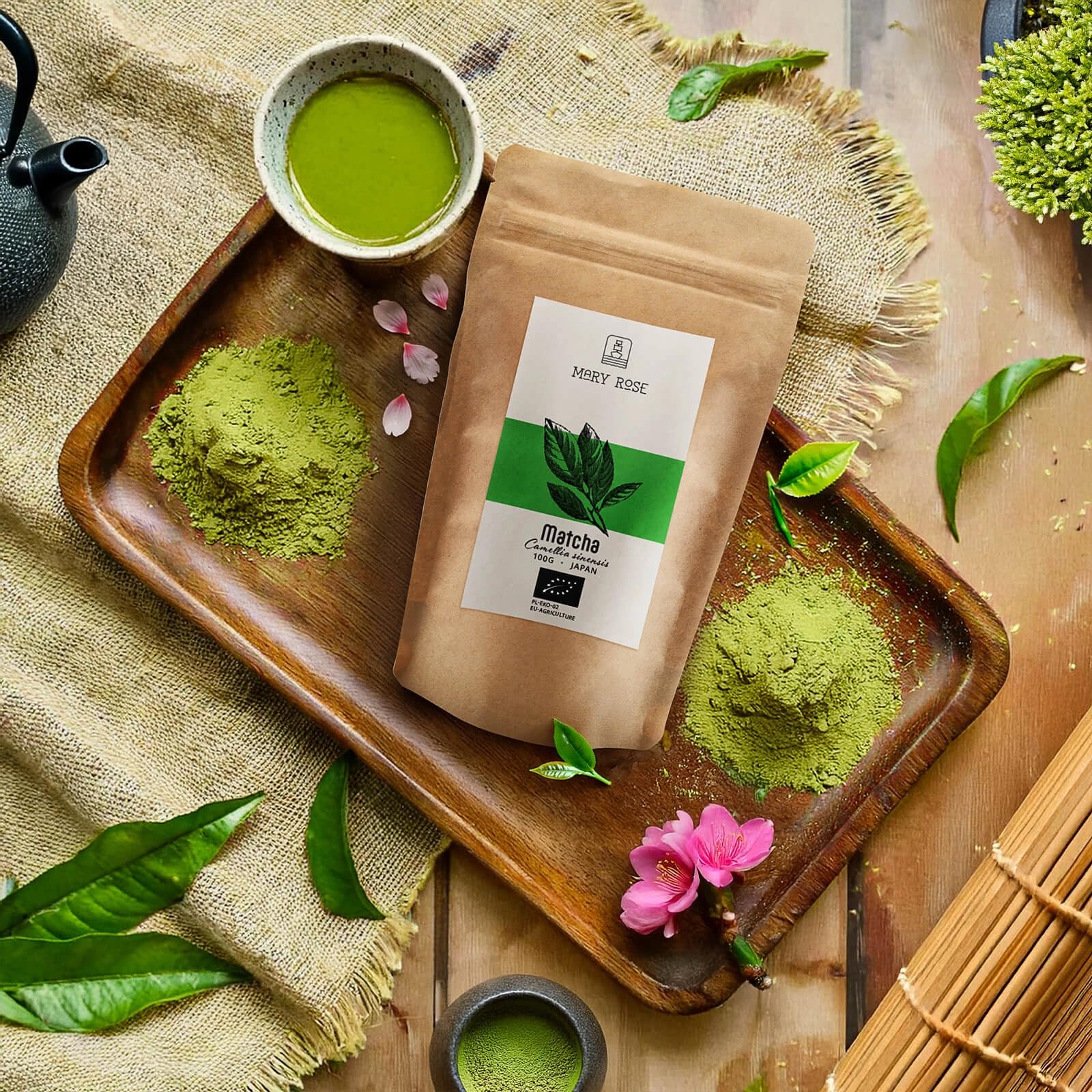 Mary Rose Matcha Tee Bio Pulver 1kg - Japanischer Grüner Tee aus Kagoshima - Ohne Zusätze - Intensives Umami Aroma - Natürlicher Wachmacher - Ideal für Latte - Reich an Antioxidantien - Großpackung