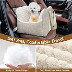 Pawaboo Small Dog Car Seat -Extra Soft- Dog Bed Car Seat for Small Dogs, Puppy Seat for Car with Fixed Buckle and Safety Leash, Thickened Dog Bed Car Seat, Pet Travel Carrier Bed Up to 25lbs
