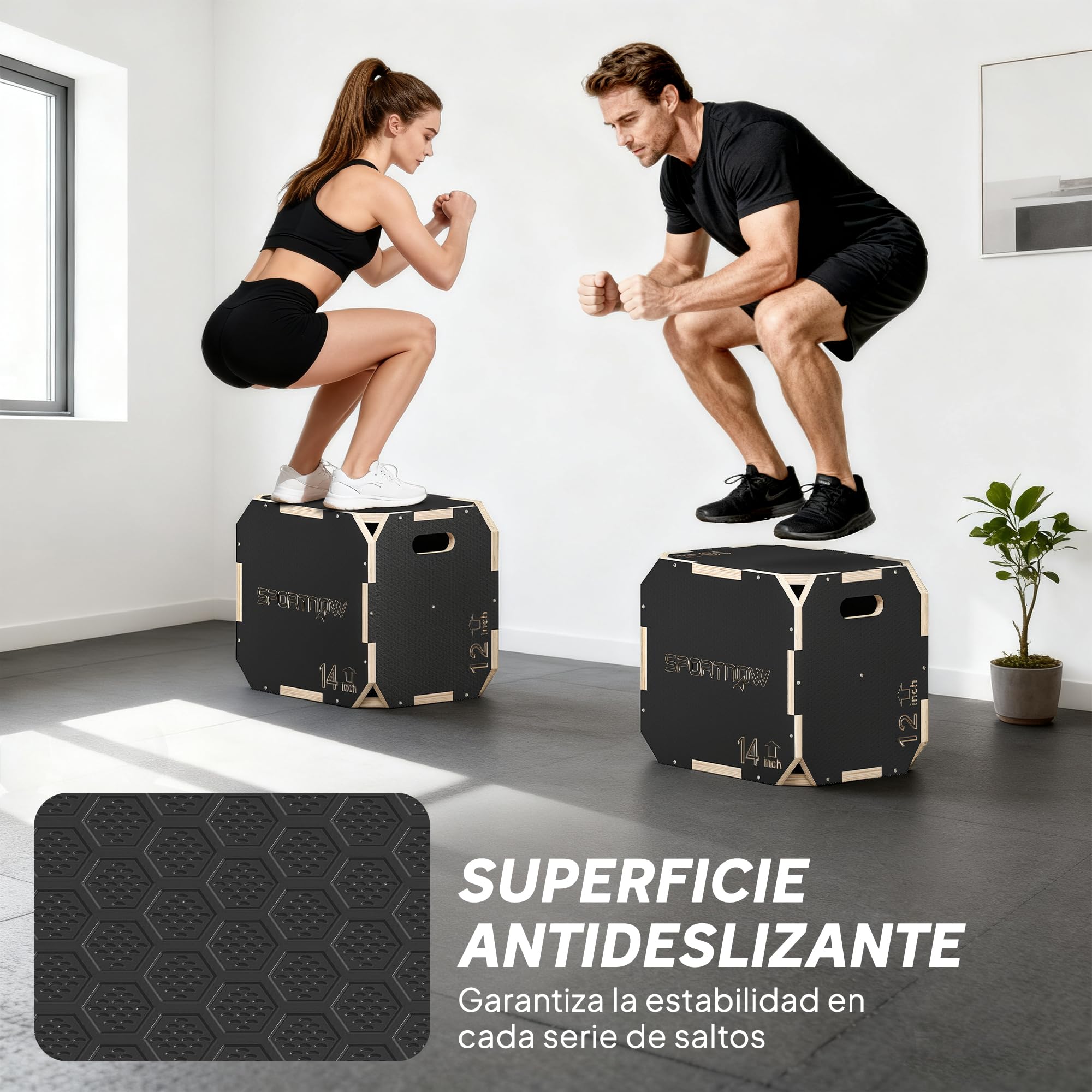 SPORTNOW Tiroir pliométrique en bois 3 en 1, plate-forme de boîte pliométrique avec 3 hauteurs réglables, poignées, sans coins, entraînement de saut, force, pour maison, gym et extérieur