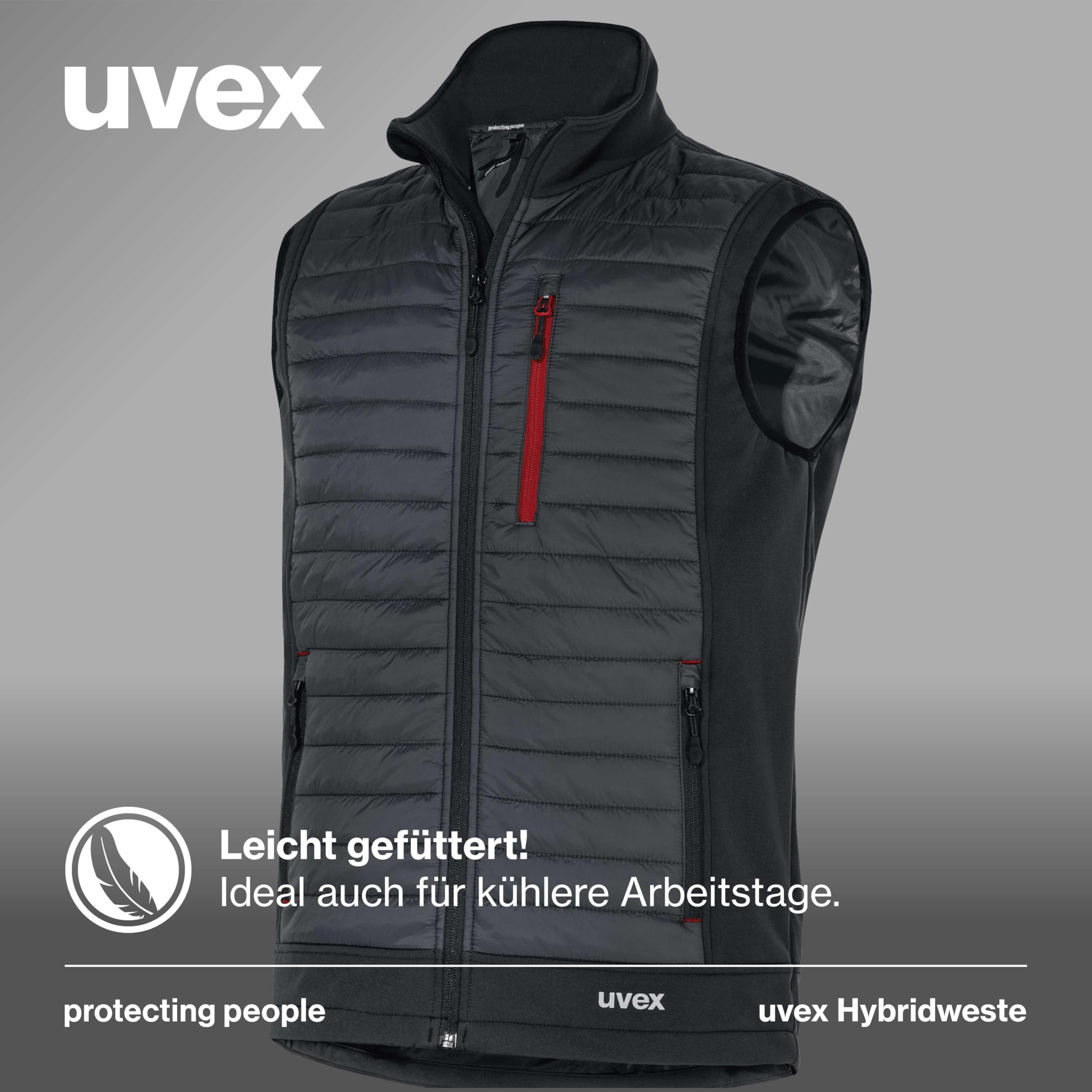 Uvex tune-up Herren Hybridweste - robuste Arbeitsweste - für Arbeit und Freizeit - Schwarz/Red - 3XL