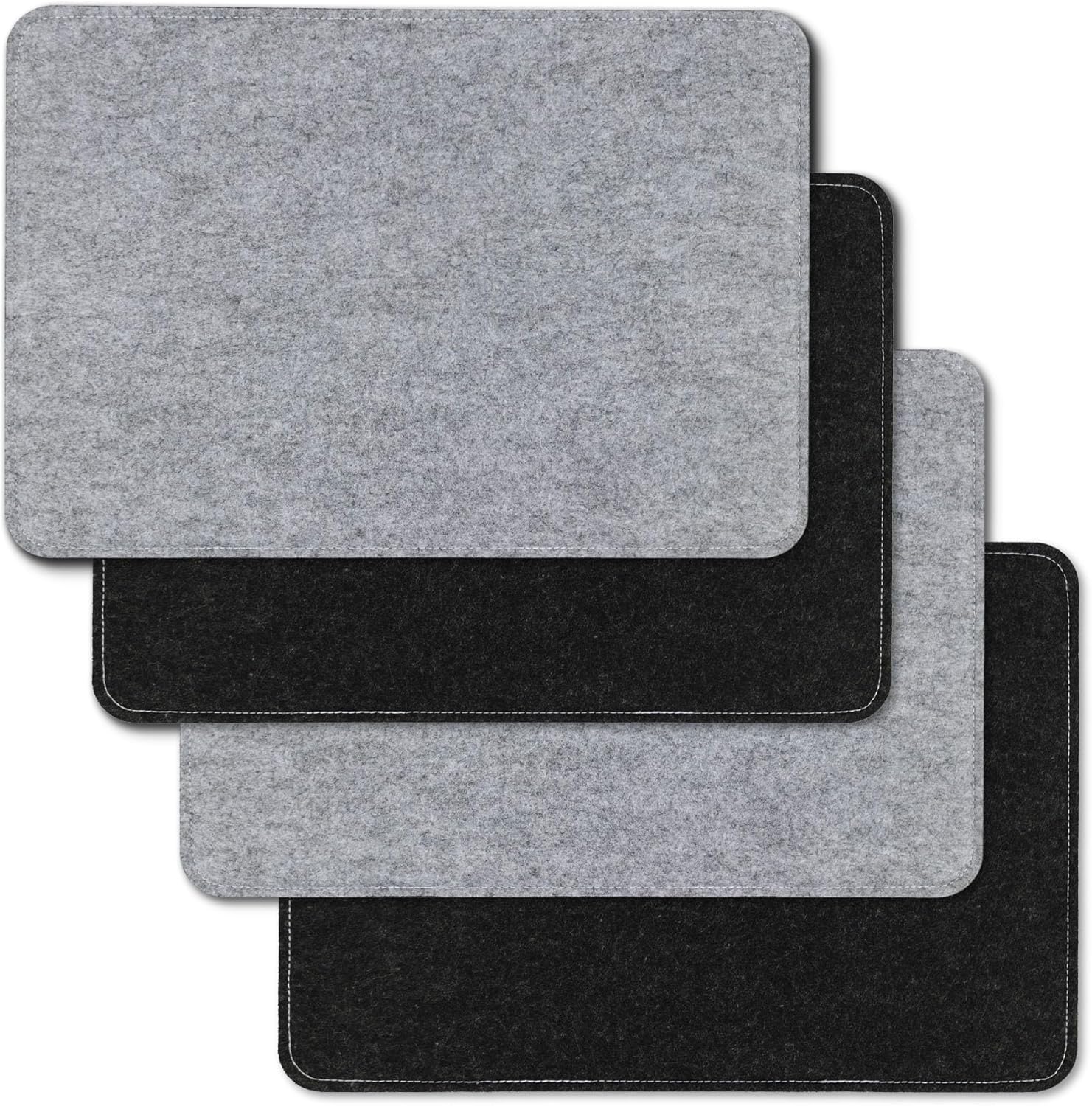 Border Stitching Dual-Color Felt Reversible Coaster and Placemat (Black Gray, 12"x17" placemat)
