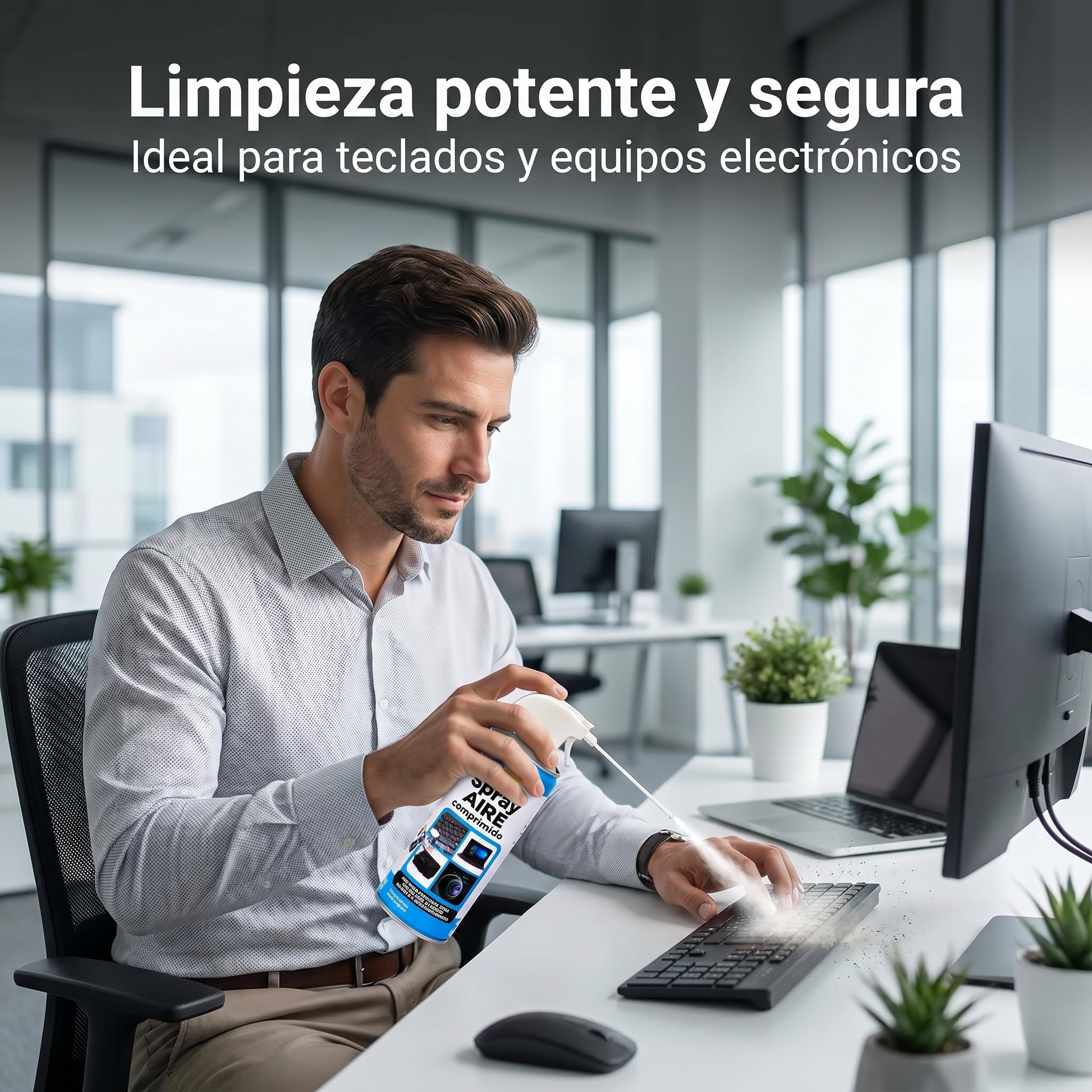 Spray de Aire Comprimido 400ml para Limpar Teclado, Ordenador, Cámara - Aire para Limpieza