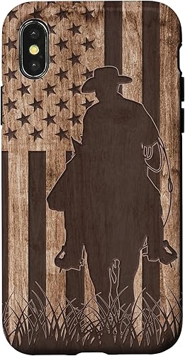 Vista 4 de Funda de regalo para iPhone 14 Cowboy Rodeo Horse Wood Patriotic American Flag Cowboys