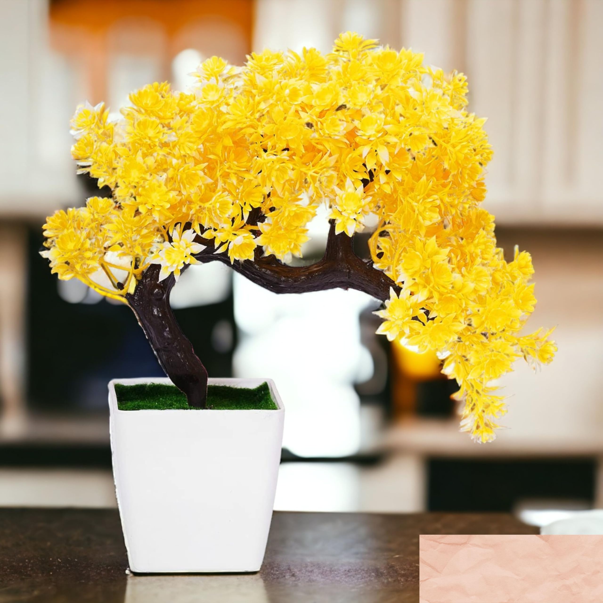 Artificial Colourful Wild Bonsai Plants for Home Decor | Artificial Plants Outdoor, Plastic Plants for Home Office Desk Bathroom Bedroom (Yellow)