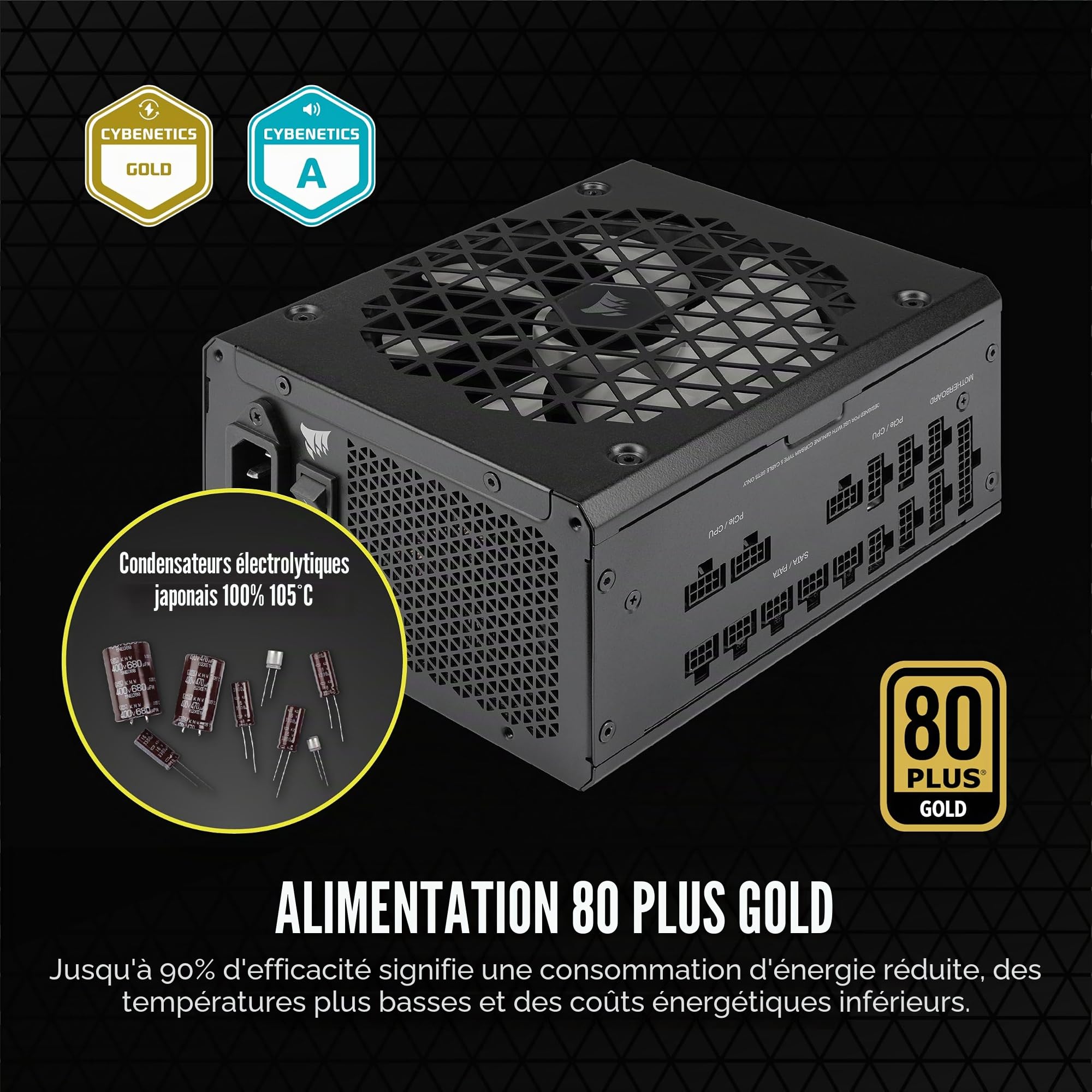 Corsair RM1000x Shift Bloc d'alimentation ATX entièrement modulaire – Interface latérale modulaire – Conforme aux Normes ATX 3.0 et PCIe 5.0 – Mode Ventilateur zéro TR/Min – Condensateurs nominaux à