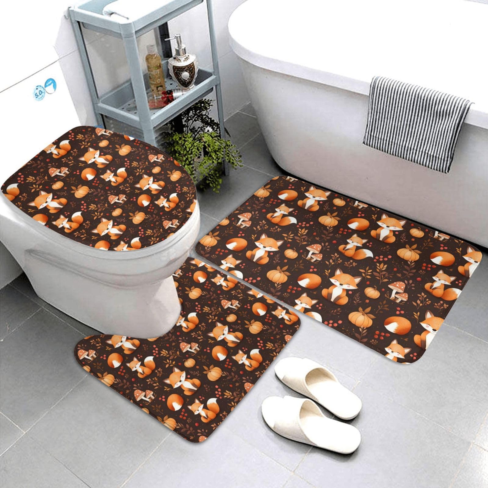 Tapis de salle de bain motif renard mignon pour une ambiance douce et cosy