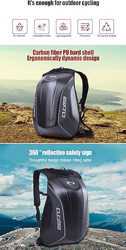 Miniatura 4 de Mochila de motocicleta impermeable con tira reflectante para casco de almacenamiento, soporte de fibra de carbono, carcasa dura de gran capacidad