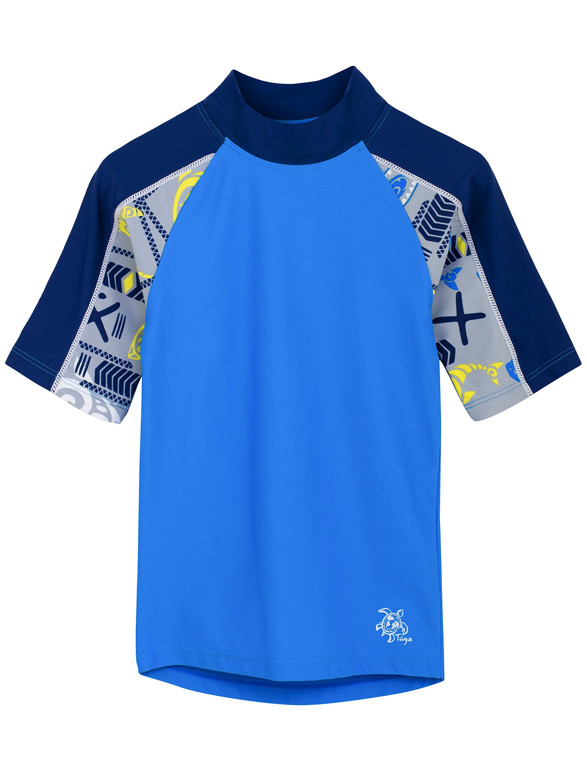 Tuga Boys Short Sleeve Rash Guard 1-14 Years, UPF 50+ Sun Protection Swim Shirt