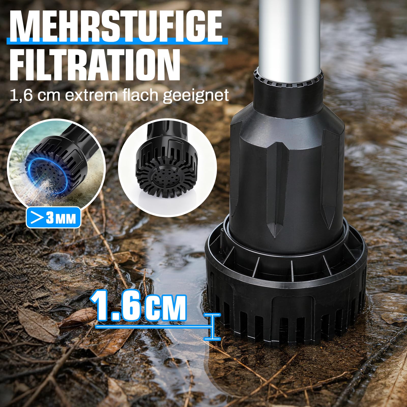 Akku Regenfasspumpe, 3600 L/h, 10m Förderhöhe, 2 x4.0Ah Akkus, Bürstenlos | mit Gartensprühdüse & 2m Schlauch, Kabellose Wasserpumpe Akku Tauchpumpe Kompatibel mit Makita 18V für Pool/Gärten/Teiche