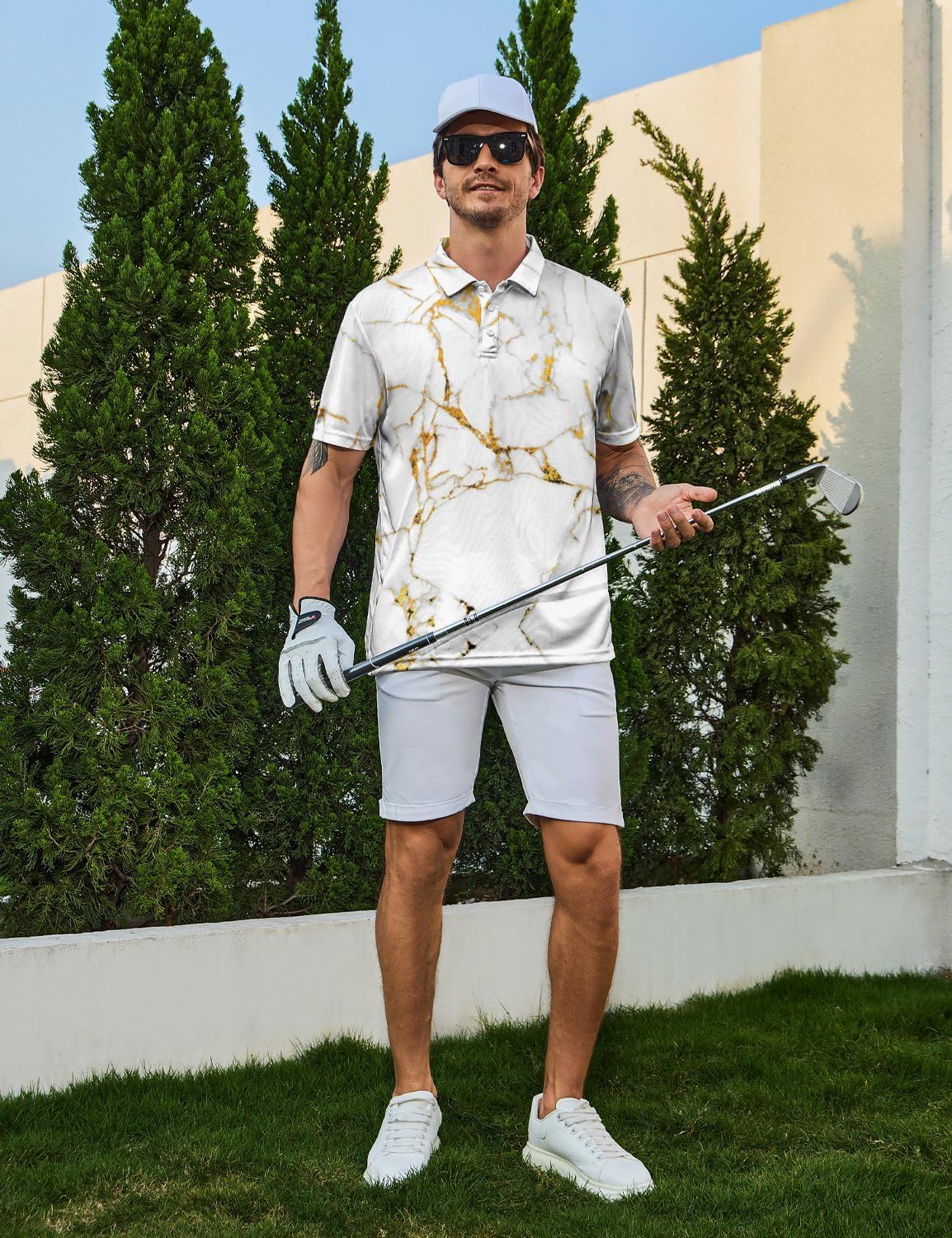Men's Funny Golf Polo Shirts Short Sleeve Performance Golf Shirts Hawaiian Golf Polos