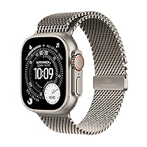 Apple Watch Ultra 3 GPS + Cellular, Cassa 49 mm in titanio naturale con Loop in maglia milanese in titanio naturale – Medium
