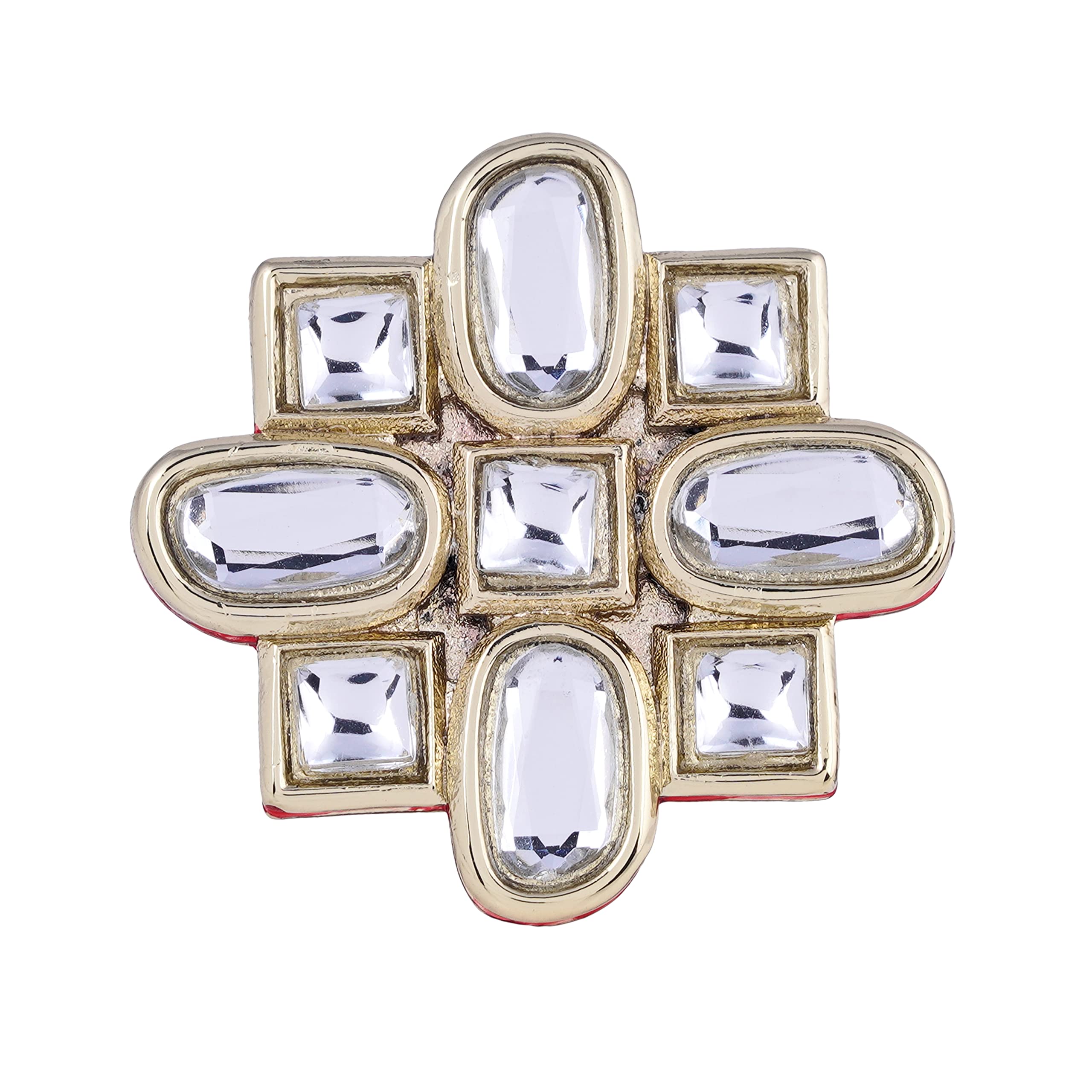Estele Gold plated polki kundan ethnic ring for women (B08D475XBW) Amazon Price History, Amazon Price Tracker