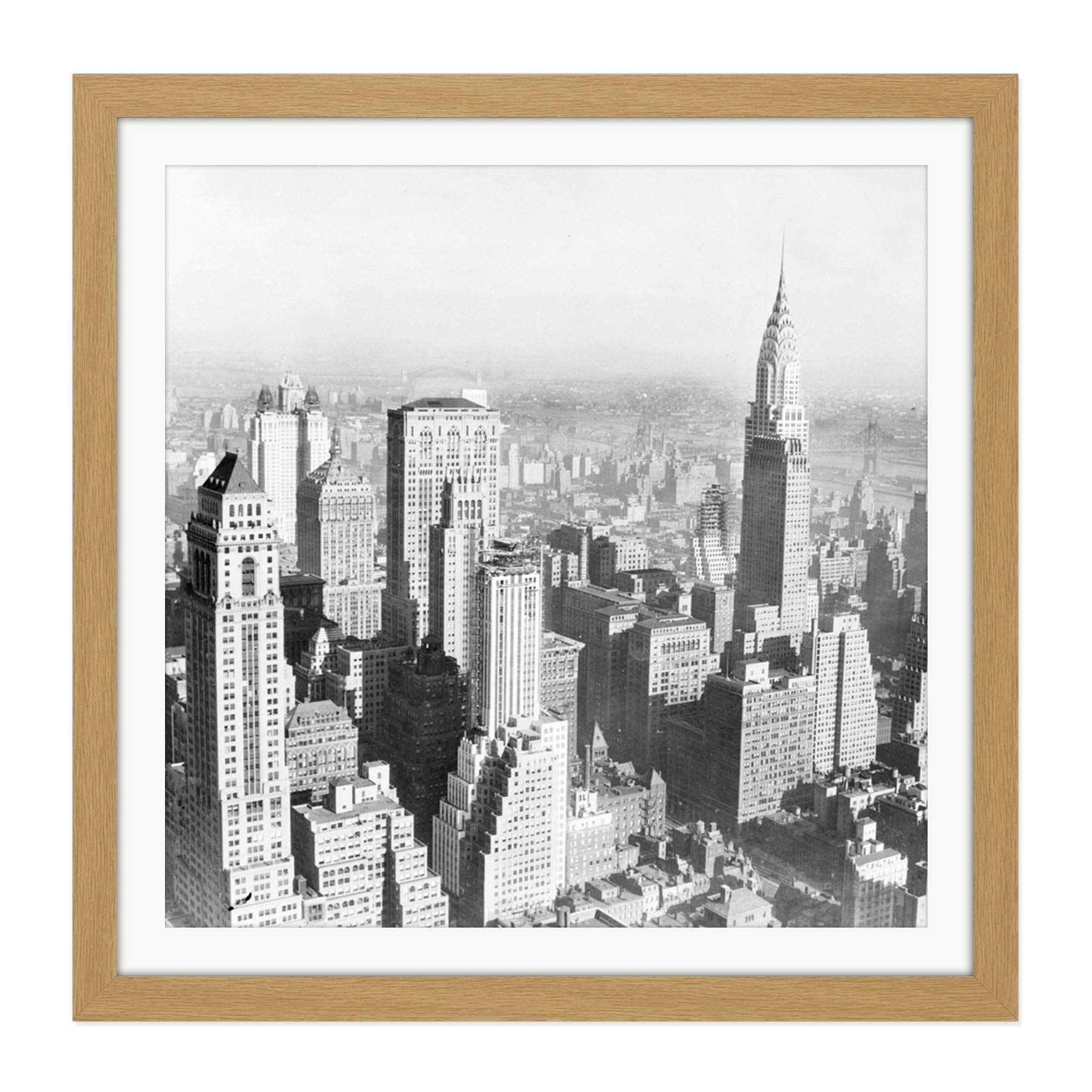 Artery8 New York City Manhattan View Vintage Photo Square Wooden Framed Wall Art Print Picture 16X16 Inch