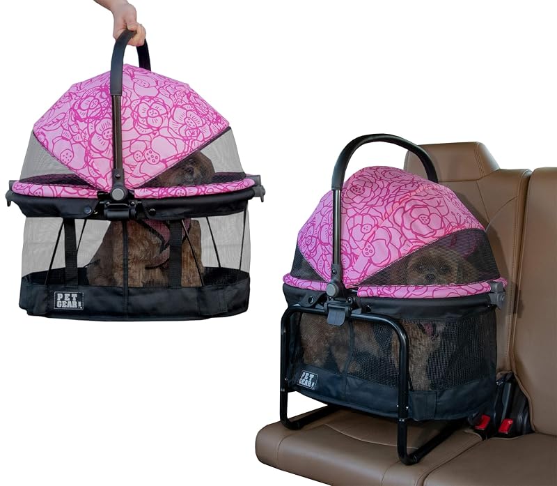 Assento elevatório para cães com transportadora Pet Gear No-Zip View 360, Blossom, 50,8 cm