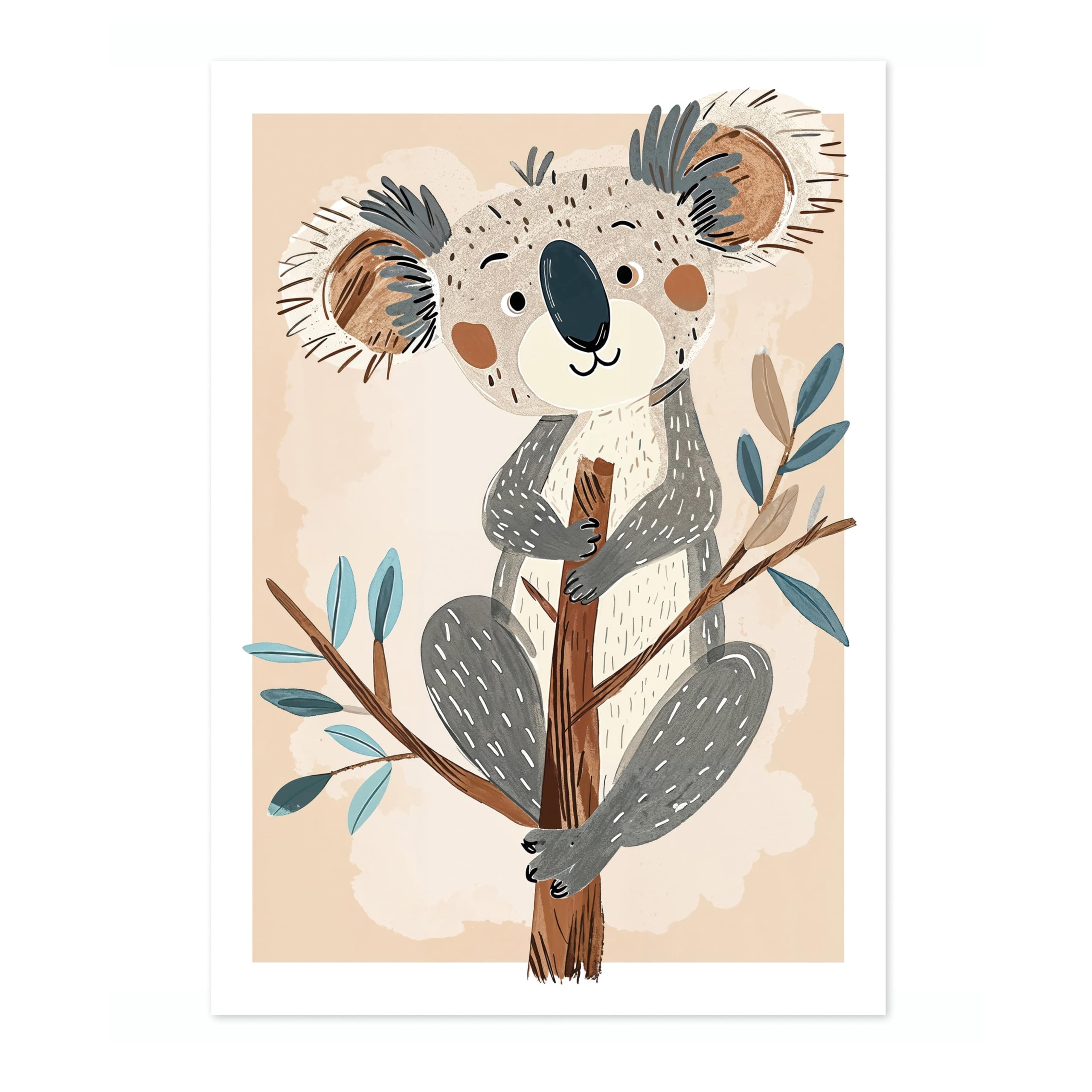 Koala Bear Animal Nursery Prints, Baby And Kids Wall Art Bedroom Decoration, Archival Matte, A2 (Print Only) - 59.4x42cm