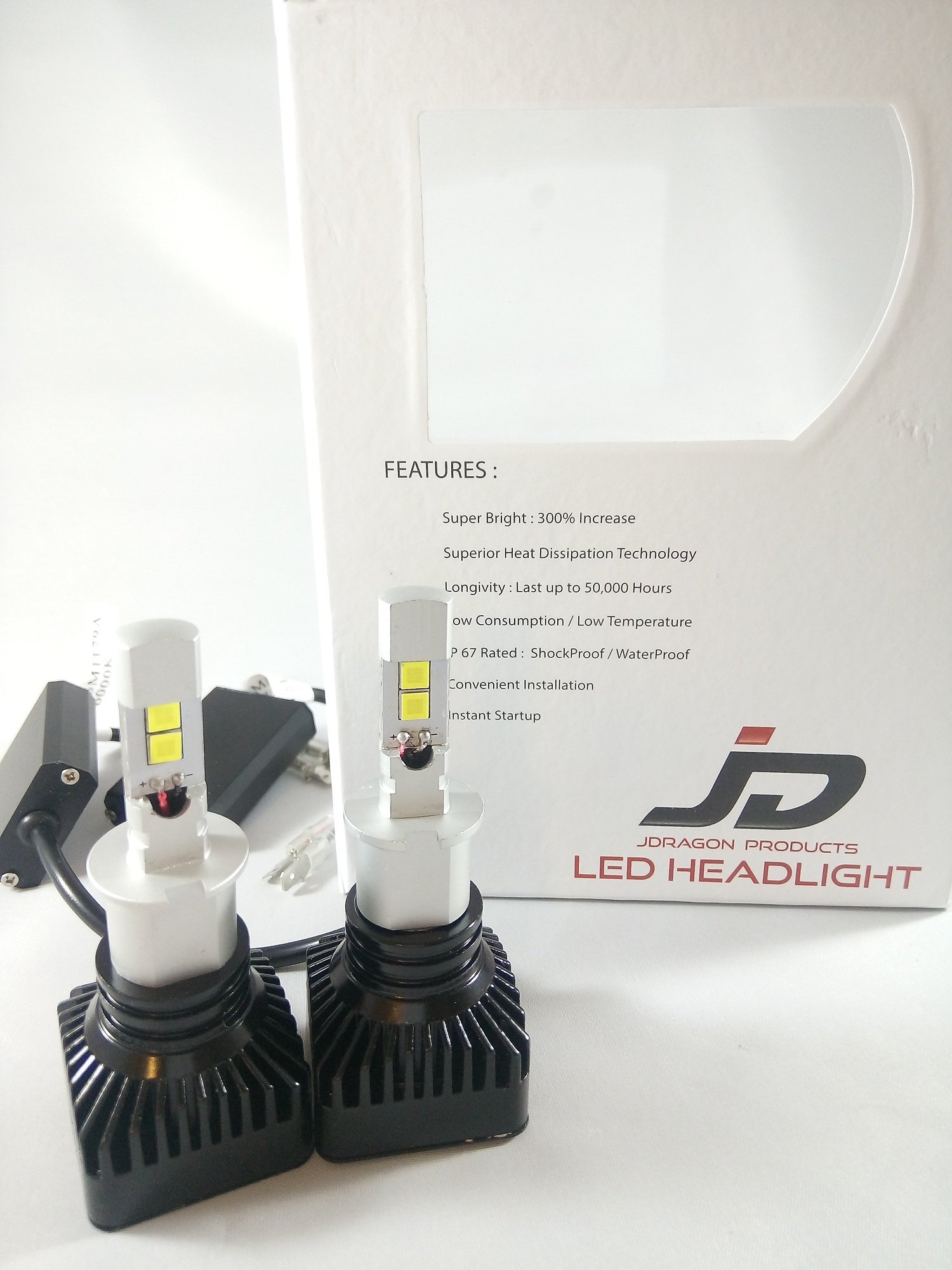 Letzdoit H1 Car Auto LED Headlight Conversion Kit 2pcs 30w 3600LM Each 6000K White LED Bulb, No Ballast Needed