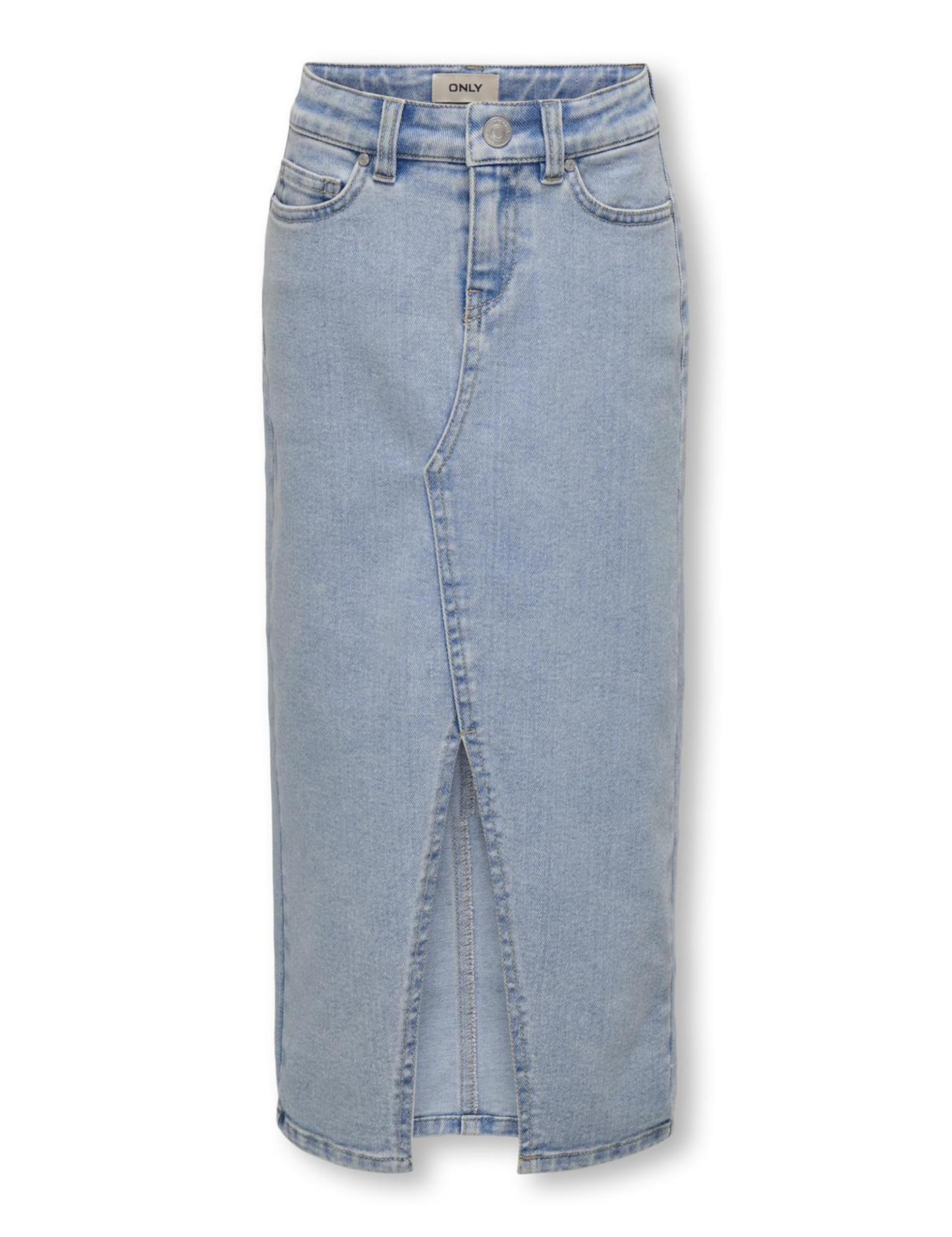 KIDS ONLY KOGSIRI Front Slit Skirt DNM GUA, Jupe Fille, Light Blue Denim,