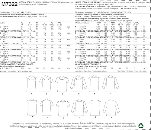 Miniatura 2 de McCall's Patterns M7322 Misses' Pullover Tops, ZZ (L-XL-XXL)