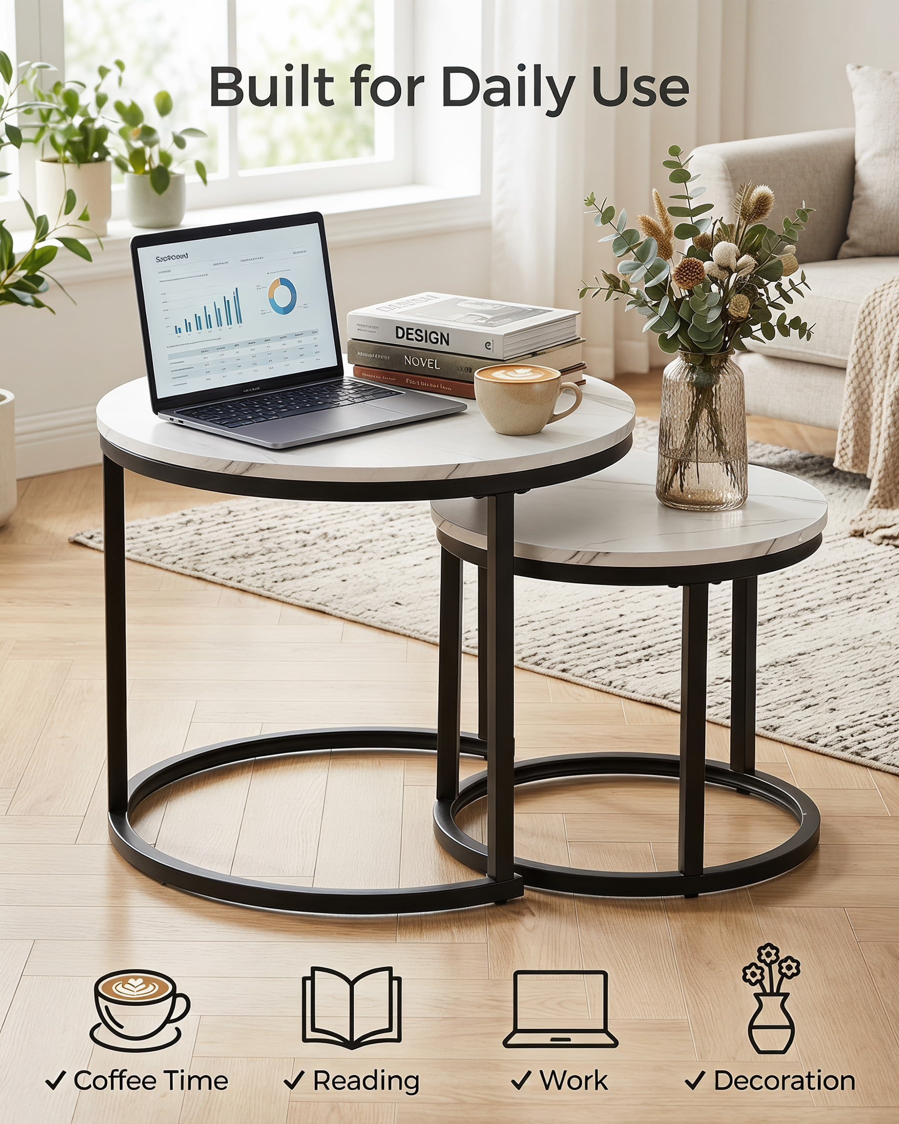 Marmor Beistelltisch Couch 2er Set Couchtisch Klein Sofatisch Modern