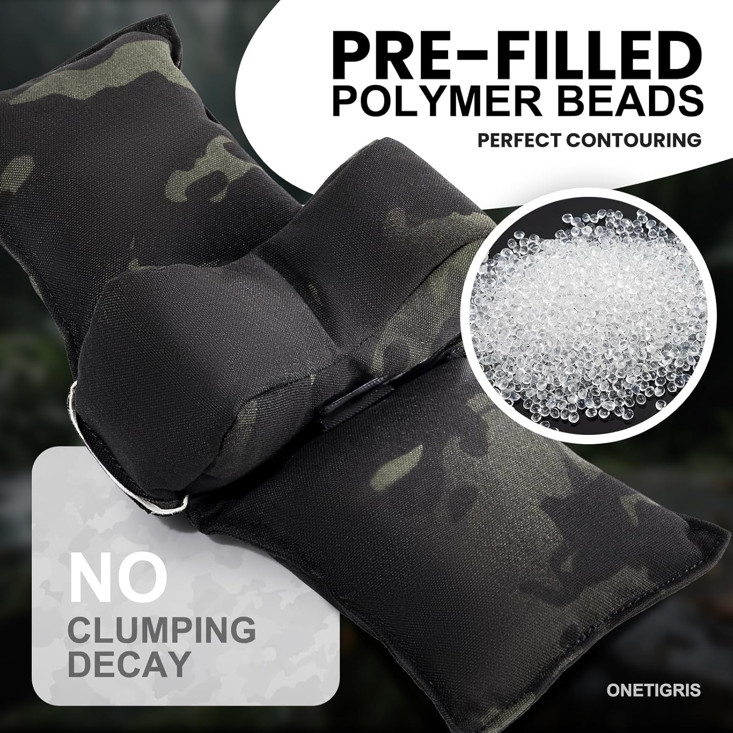 OneTigris Pre-Filled Shooting Rest Bag - Tactical Front & Rear Shooting Sand Bags, Portable Gun Range Bags Bench & Window Rest Support for Shooting Range, Hunting, Photography