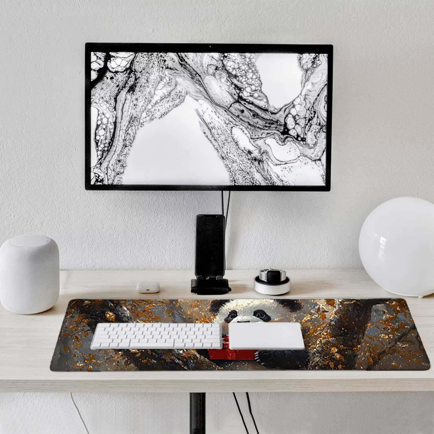Podkładka pod mysz do gier XXL duża mysz 1600 x 800 mm, duża podkładka pod biurko z antypoślizgową gumową podstawą dla graczy, poprawia precyzję i szybkość (urocza panda) o-478