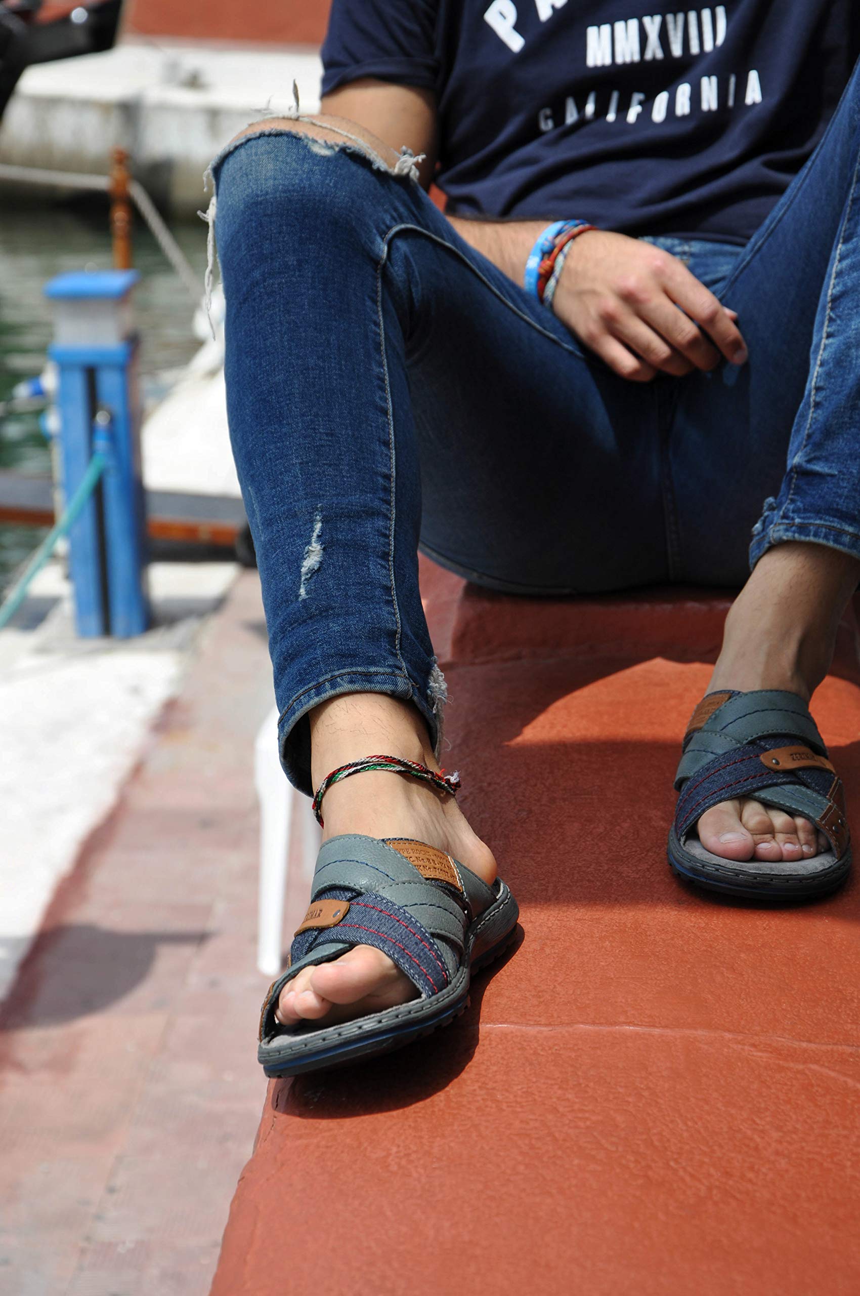 Zerimar Sandalias Hombre Verano | Chanclas Cuero Verano | Calzado Hombre Piel | Sandalias Casuales | Chanclas Cuero Vestir | Sandalias Cuero para Hombre