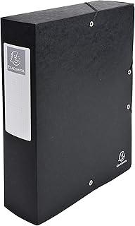 EXACOMPTA - 50831E - 6 Cajas de archivo Exabox con gomas - en cartulina brillante de 600g/m2 - Lomo 8 cm - dimensiones 25 x 33 cm - para documentos A4 - color negro - se entrega montada
