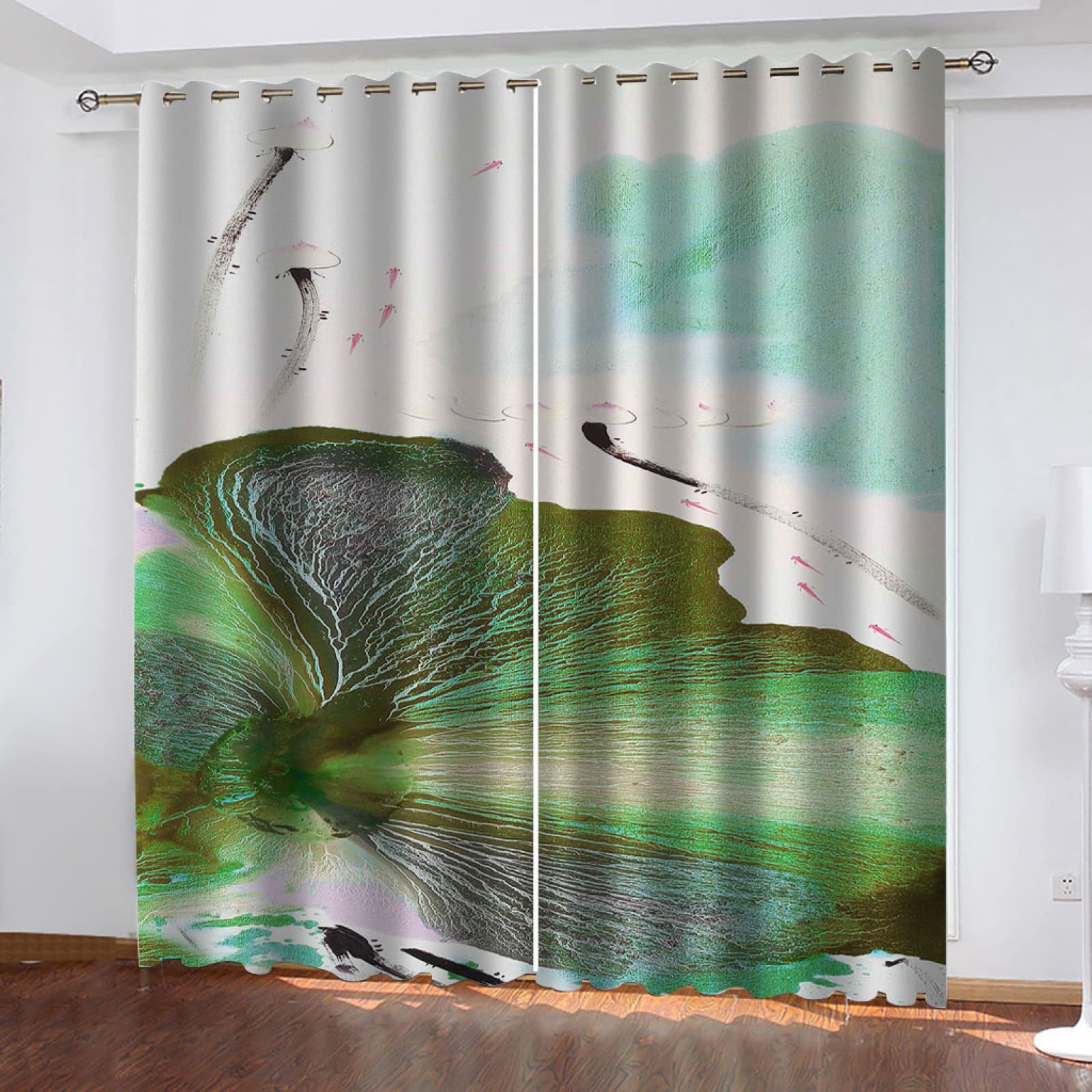 Vorhang Blickdicht Verdunklungsvorhänge Gardienen 2-SetBlume 150x166cm