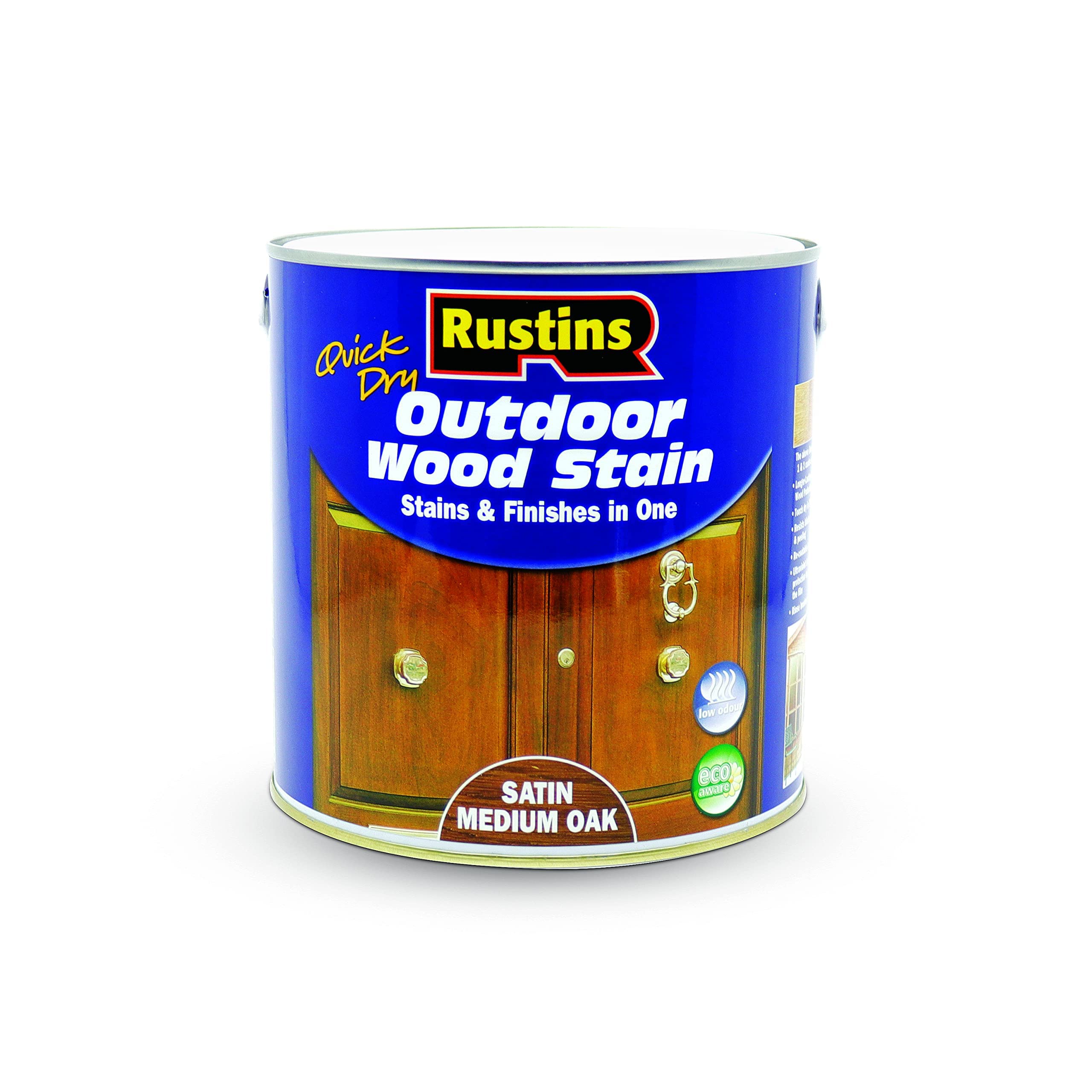 Rustins Esmo2500 2.5L Satin Outdoor Wood Stain - Medium Oak 5015332732043