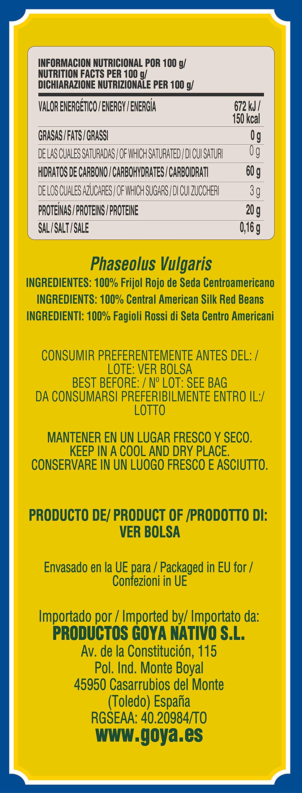 Goya Frijol Rojo de Seda, 6 Unidades x 500G, 3000 G
