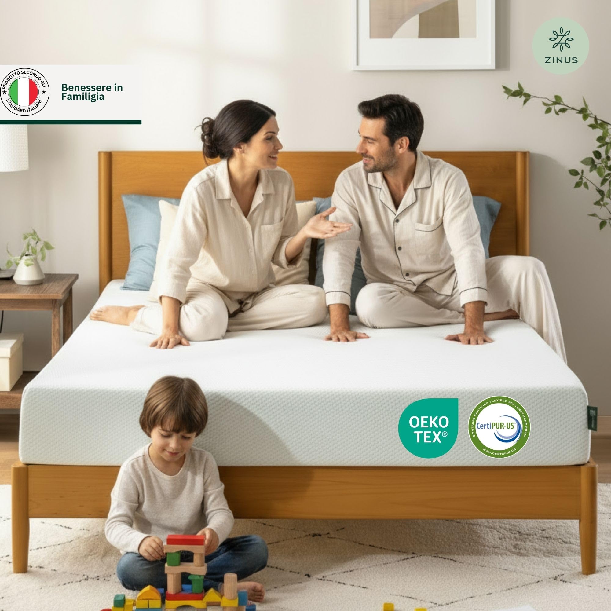 Zinus Matelas lit conventionnel, Mousse à mémoire de Forme, Blanc, Double