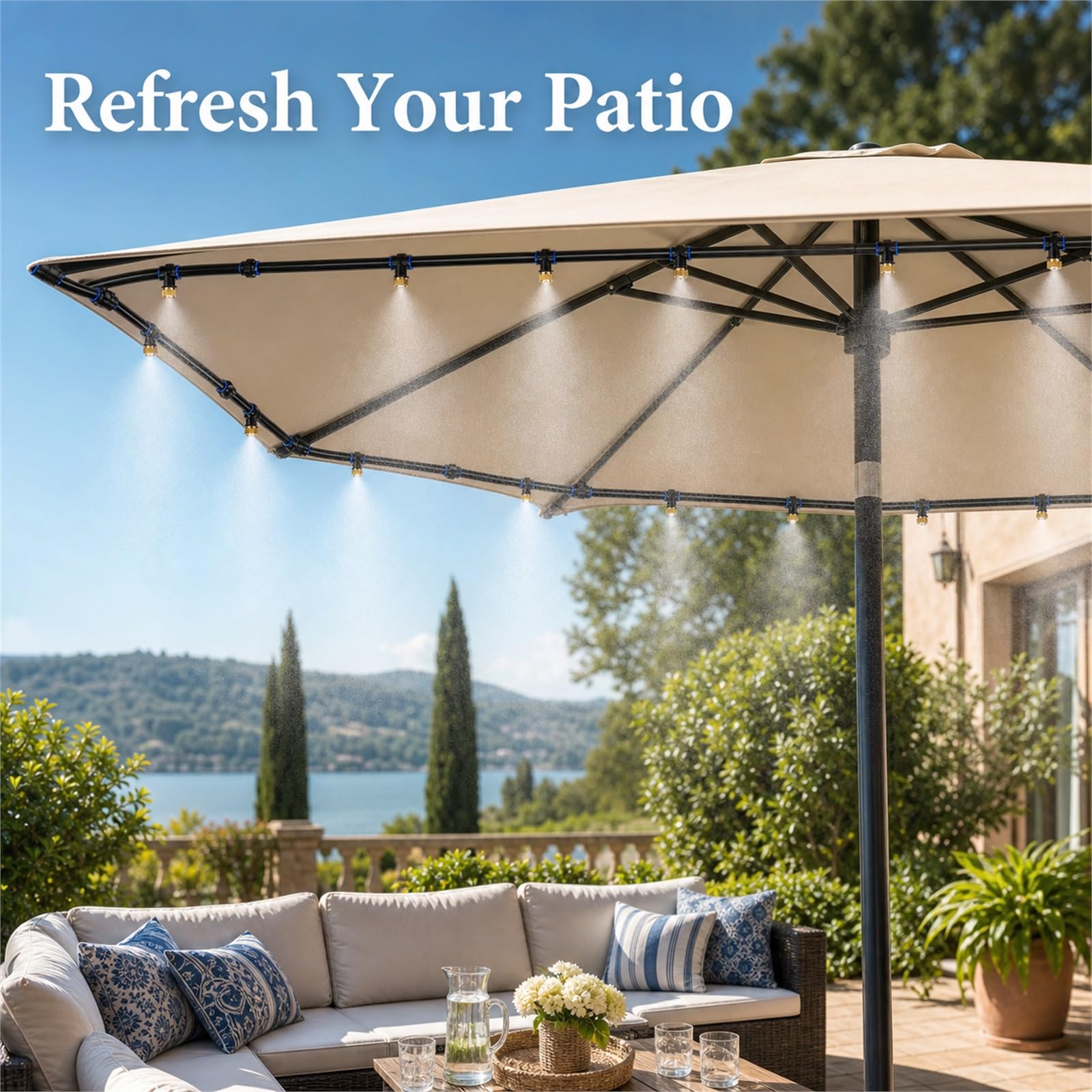 Impianto Irrigazione Giardino,Sprinkler Irrigazione System,Kit Irrigazione Goccia Giardino,Protect from Wind And Rain,Wear-Resistant,Suitable for Patios And Potted Plants