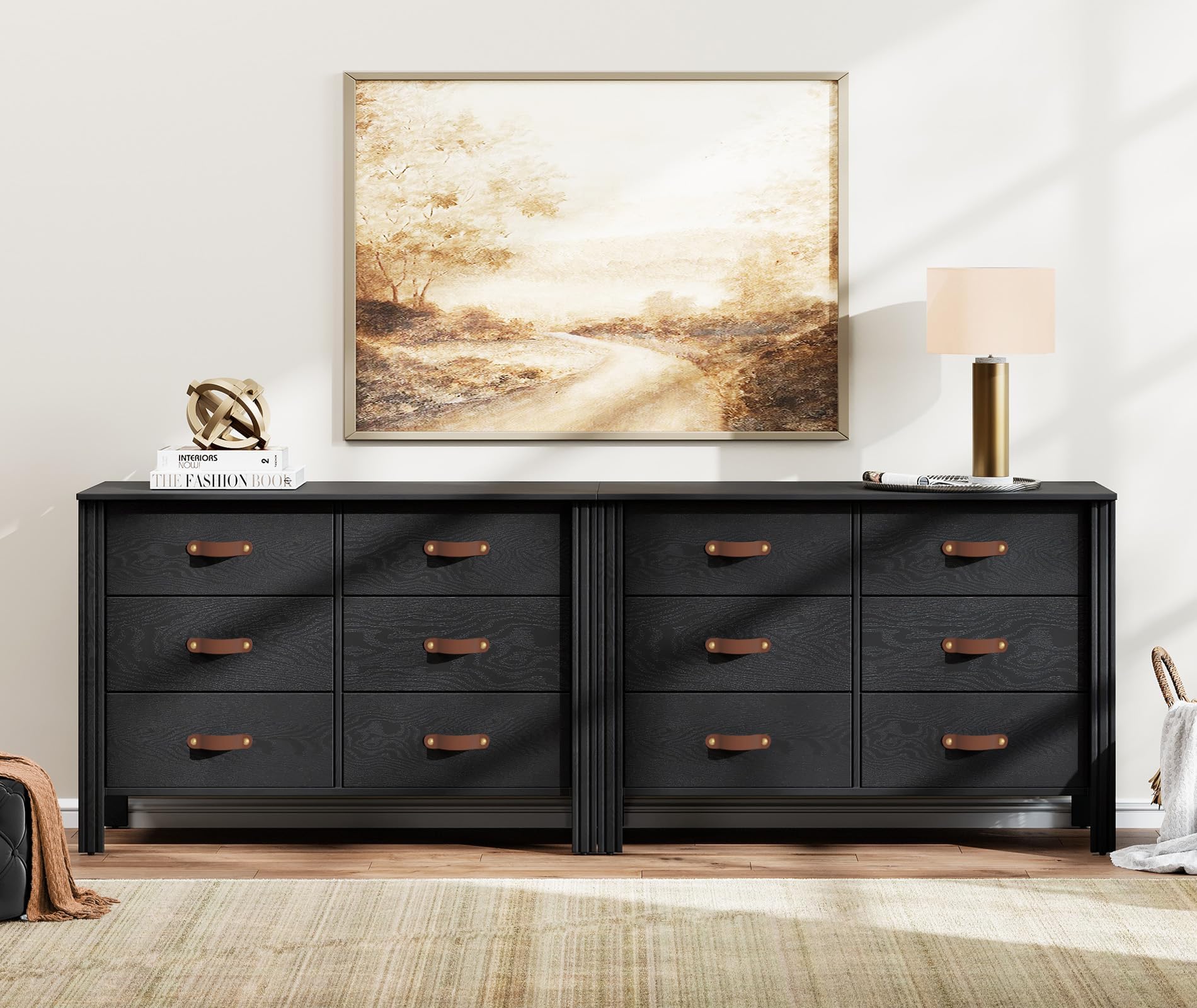 Amazon.com: WAMPAT Black Dresser for Bedroom, Long Wide Dresser with 12 ...
