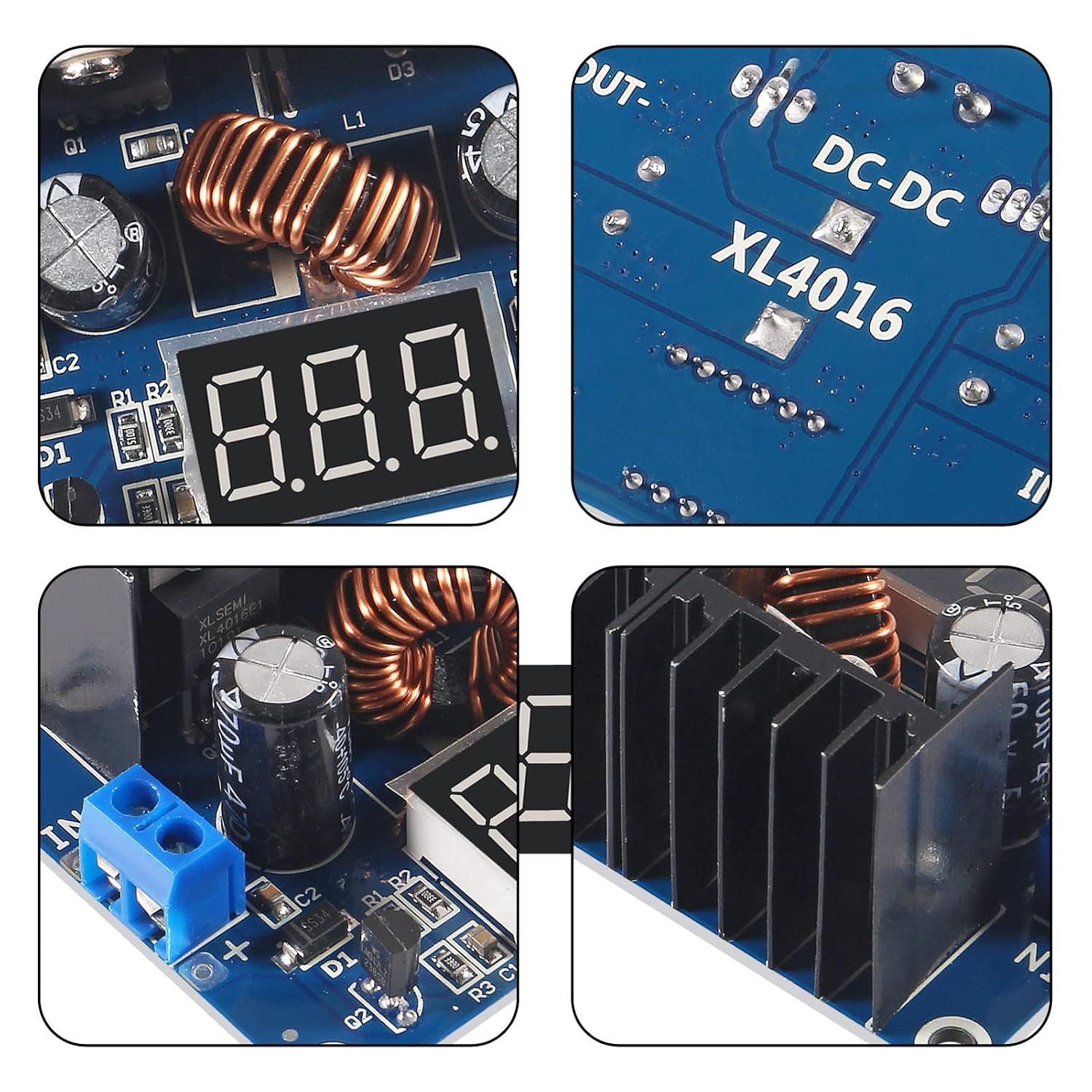 3 unids XL4016 XL4016E1 Módulo regulador de voltaje DC 4-40V 8A Regulador reductor Buck Convertidor DC Digital PWM ajustable DC-DC con pantalla LED