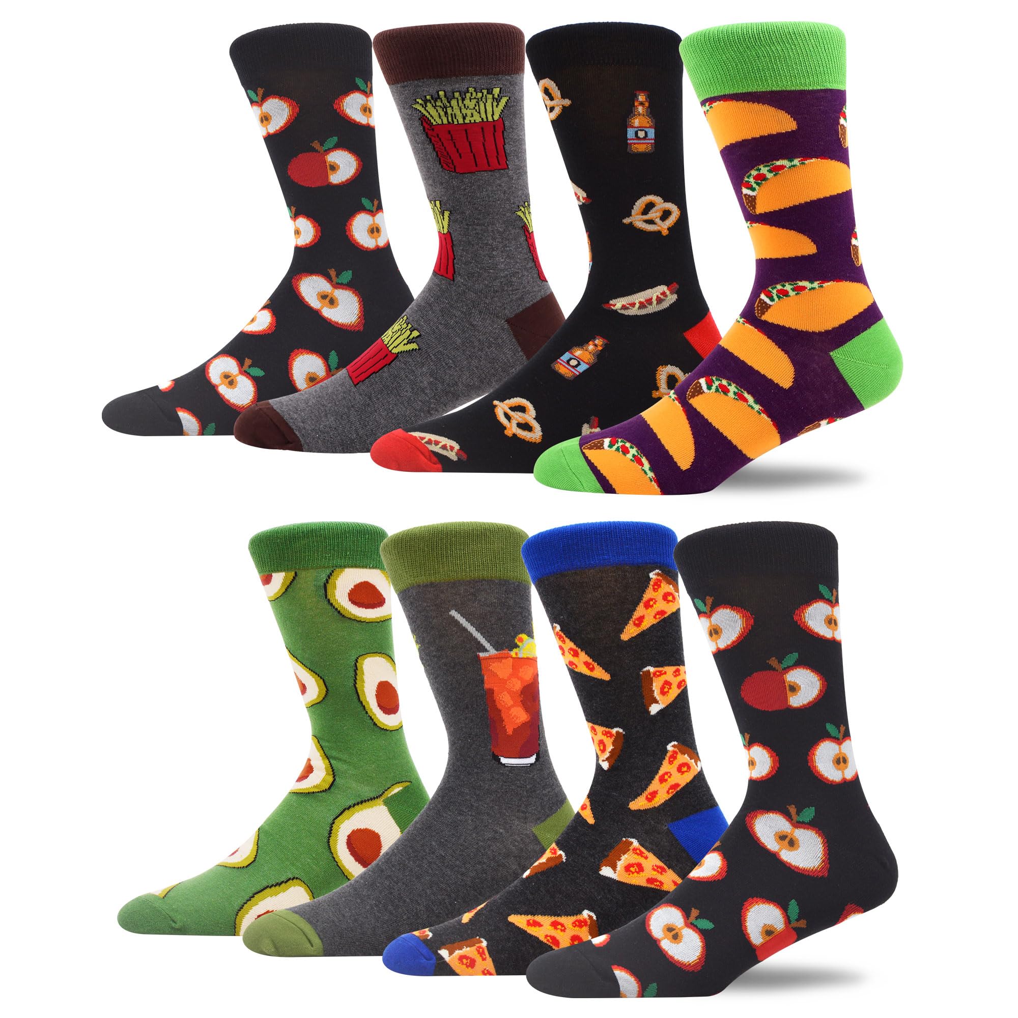 MAKABOMen's Fun Dress Casual Pattern Cotton Crew Socks - Size 9-11/10-13/13-15