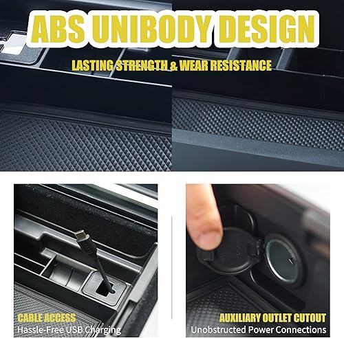 Miniatura 8 de DEDC Bandeja organizadora de consola central+2 cajas de almacenamiento debajo del asiento compatibles con Tesla Model Y Modelo 3 2023 2022 2021,