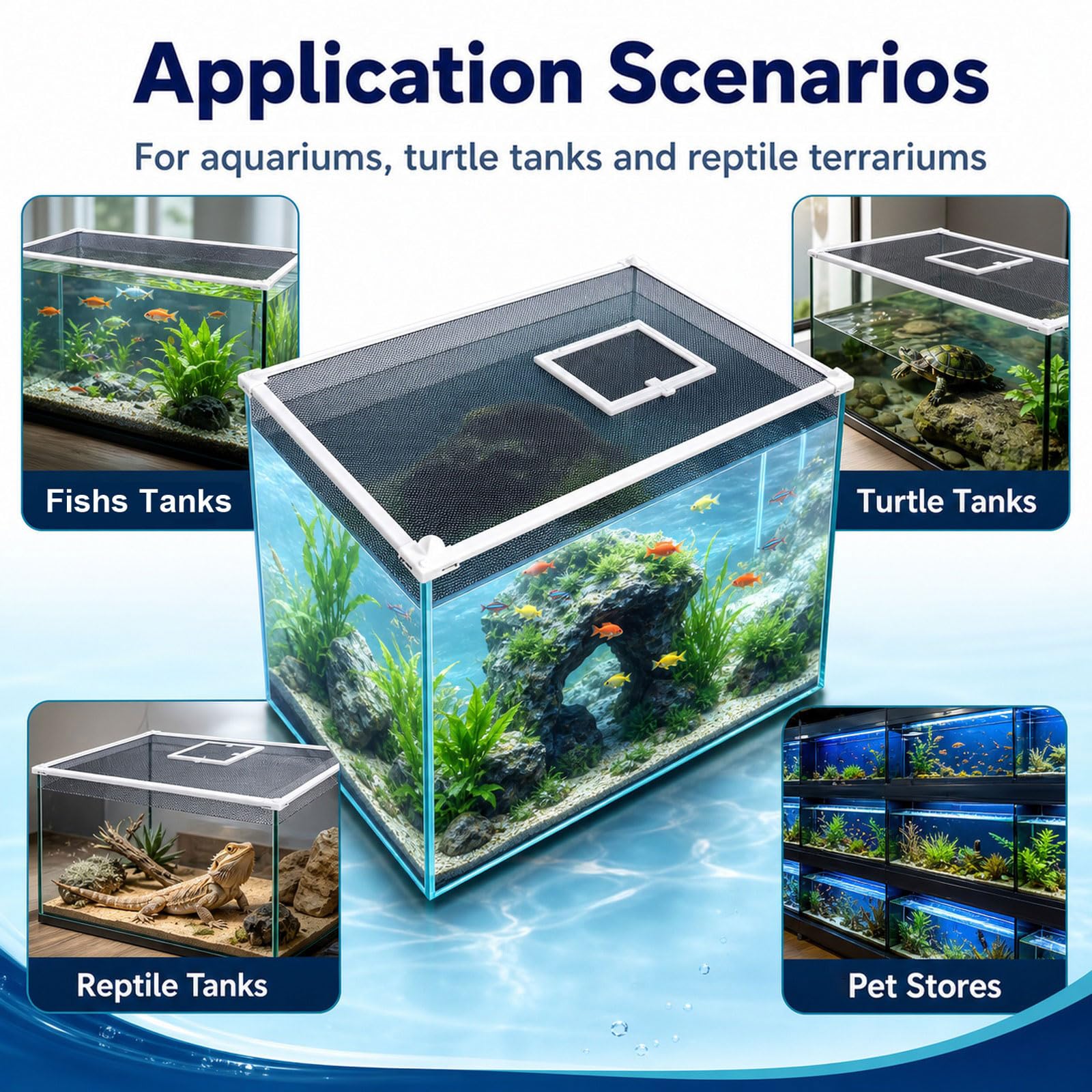 Anti Sprungnetz Aquarium,Magnetische Aquarium-Abdeckung,Fischs Aquariums Anti-Jumping Netzabdeckung,Feeding Window,Ventilation,Zuschneidbar,für Fischen und Reptilien