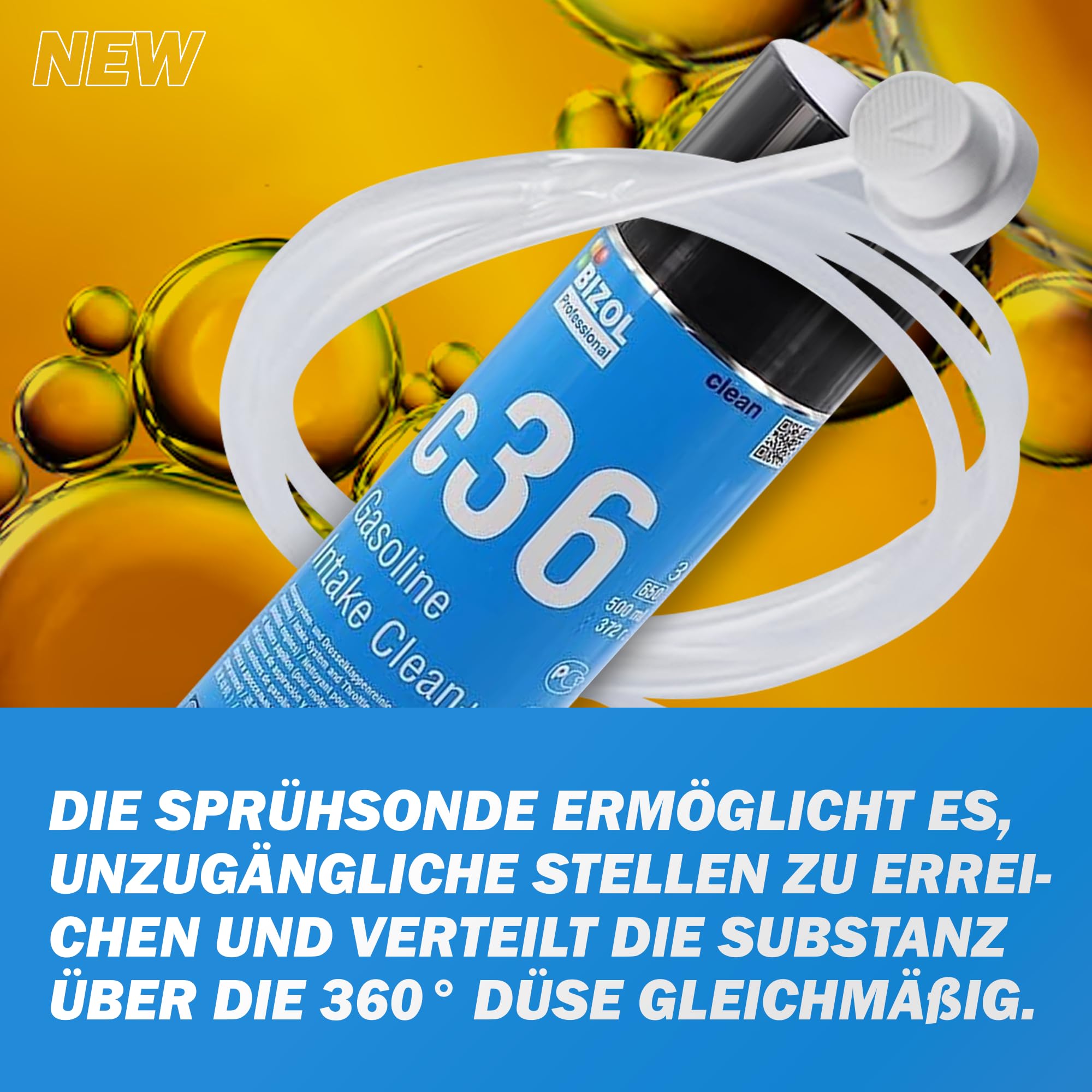 3er Pack BIZOL Gasoline Intake Clean+ C36 Drosselklappenreiniger 500ml mit Entriegelungskeil, Benzin Additiv für Starke Verschmutzungen an Injektoren und Ventilen