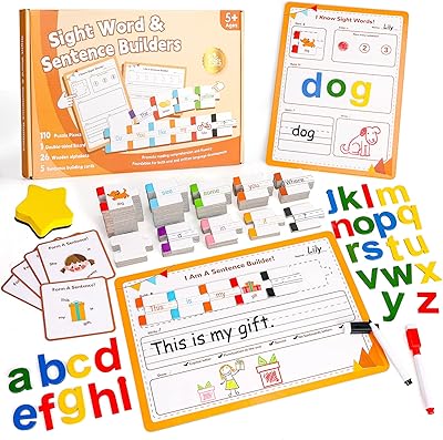 GiftAmaz 145 PCS Sentence Building for Kids, Sight Word Games Puzzle, Special Education Classroom Must Haves, Montessori Grammar Reading Game, Speech Therapy Cardboard Toys for Teacher Kindergarten