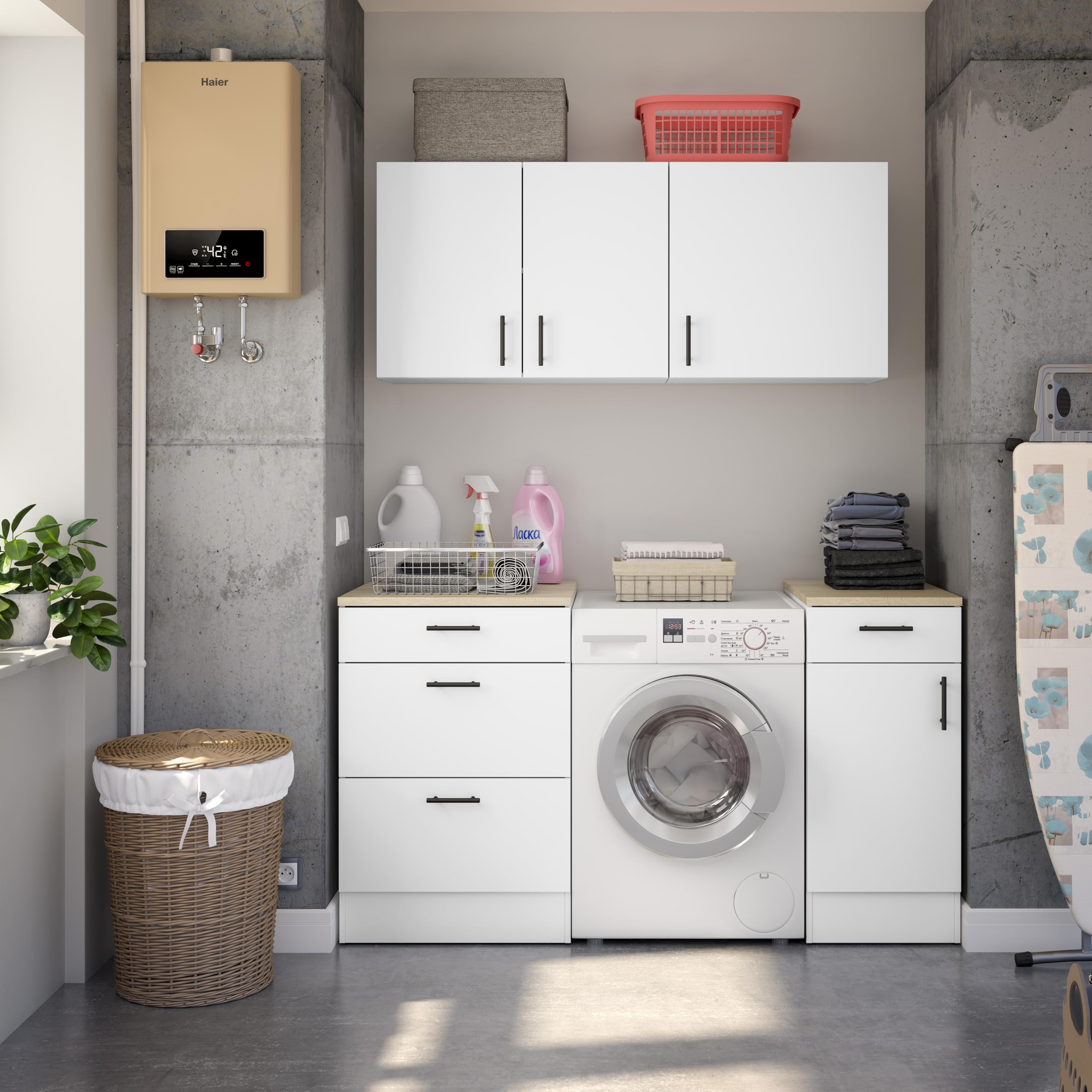 Mobelcenter, Mueble Alto de Cocina para Colgar de 60 cm, Módulo 1 Puerta Reversible, Acabado Color Blanco Brillo, Medidas: Ancho: 60 cm x Fondo: 34 cm x Alto: 59 cm (1531)