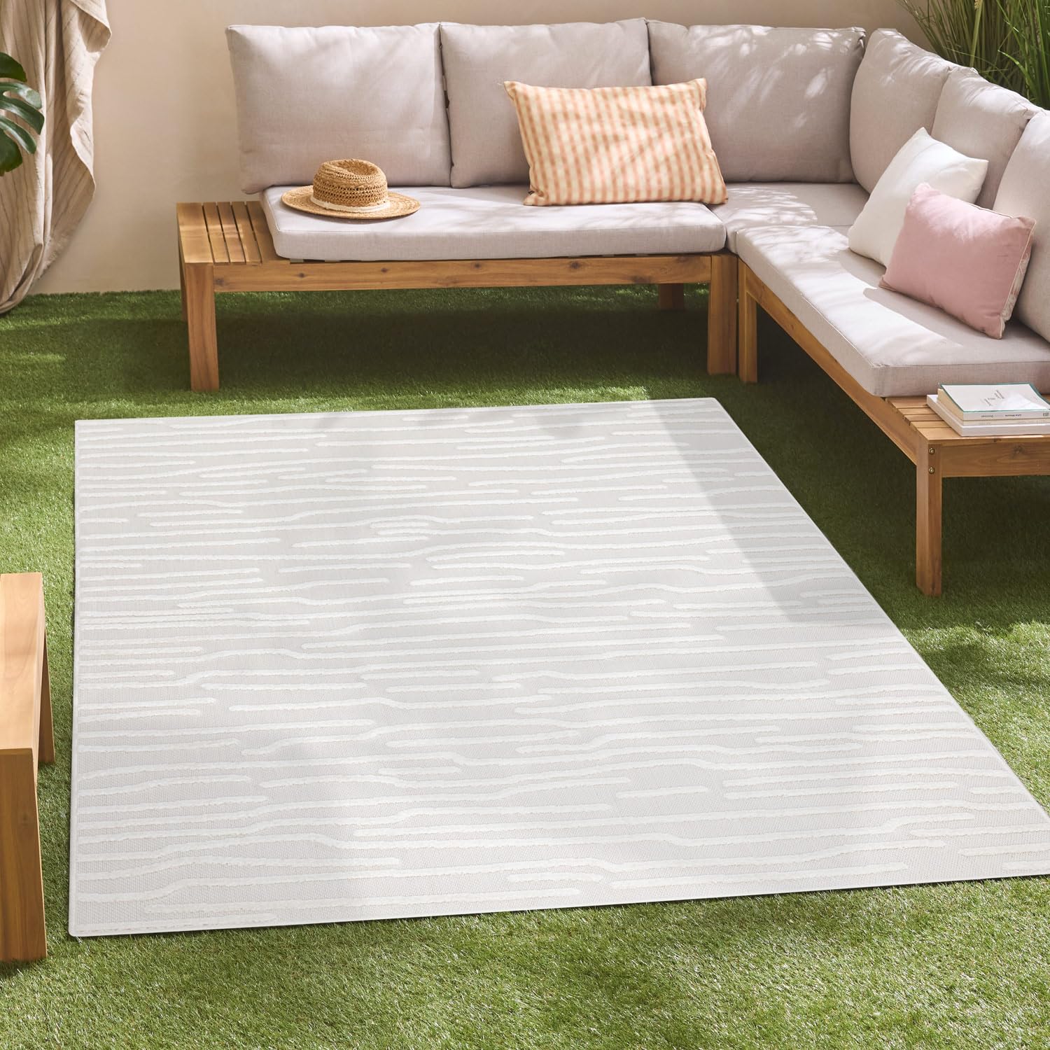 carpet city Tappeto per interni ed esterni, 280 x 380 cm, per interni ed esterni, resistente alle intemperie, per balcone, terrazza, corridoio, cucina, soggiorno, alta profondità, effetto 3D, motivo a